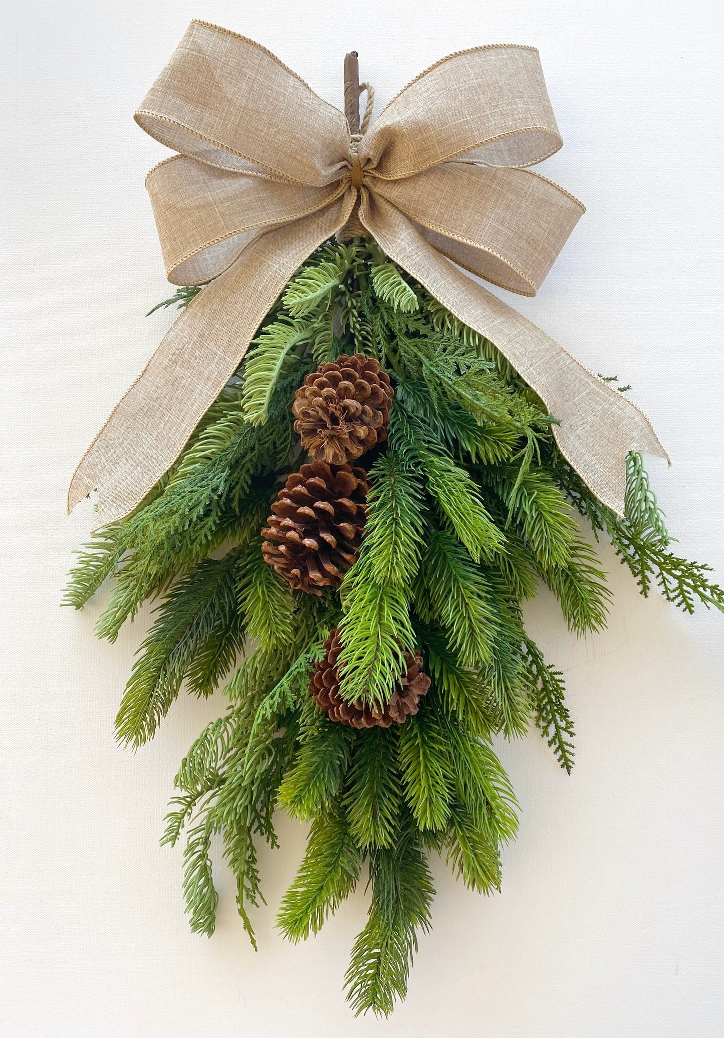 Real Touch Pine Door Swag Artificial . 26" Douglas Fir, Spruce, and Cedar with added Pinecones