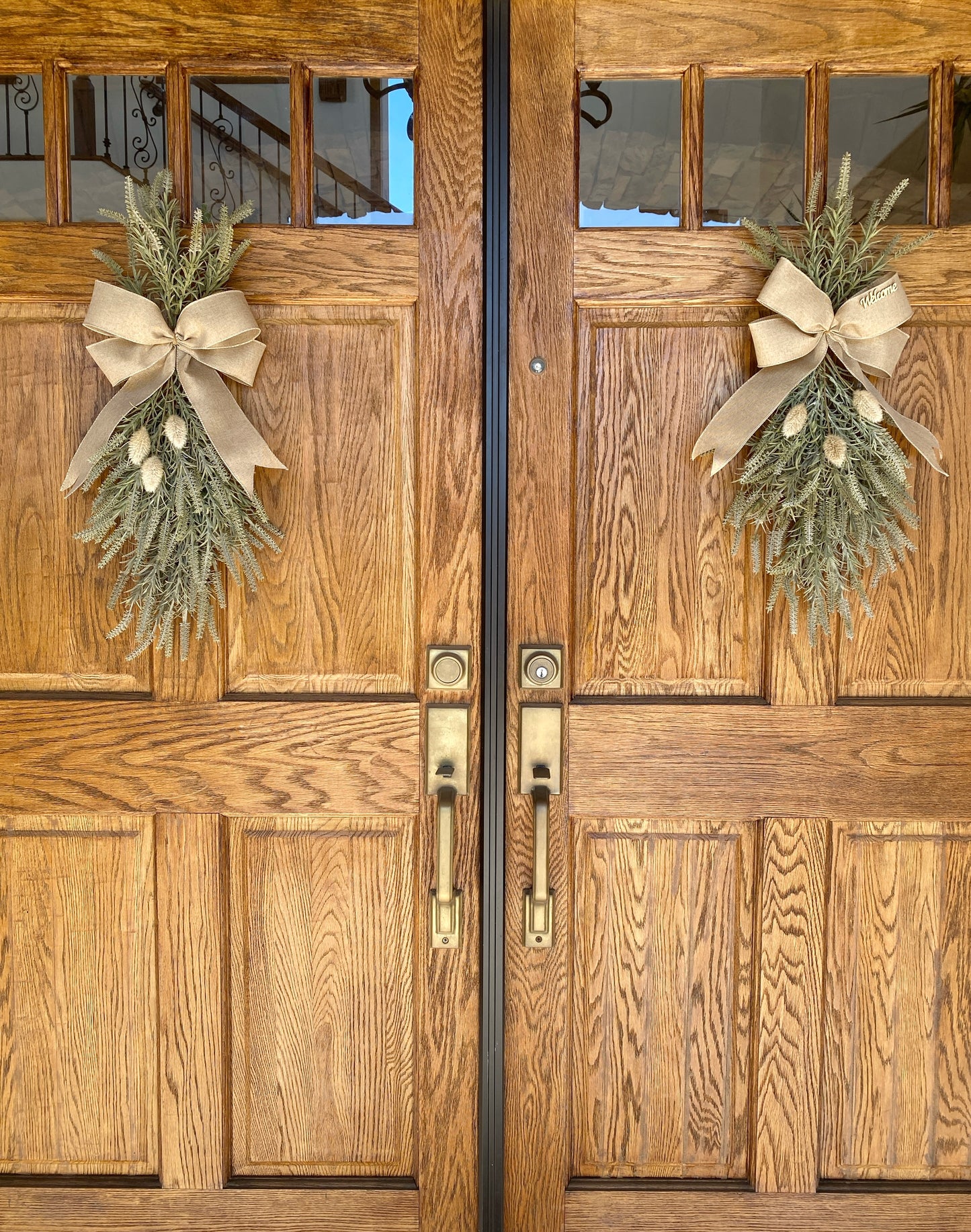 Spring Door Swag Faux - Front Door or Wall Swag, Double Door Wreath, Farmhouse Swag, Window Swag, Door Hanger