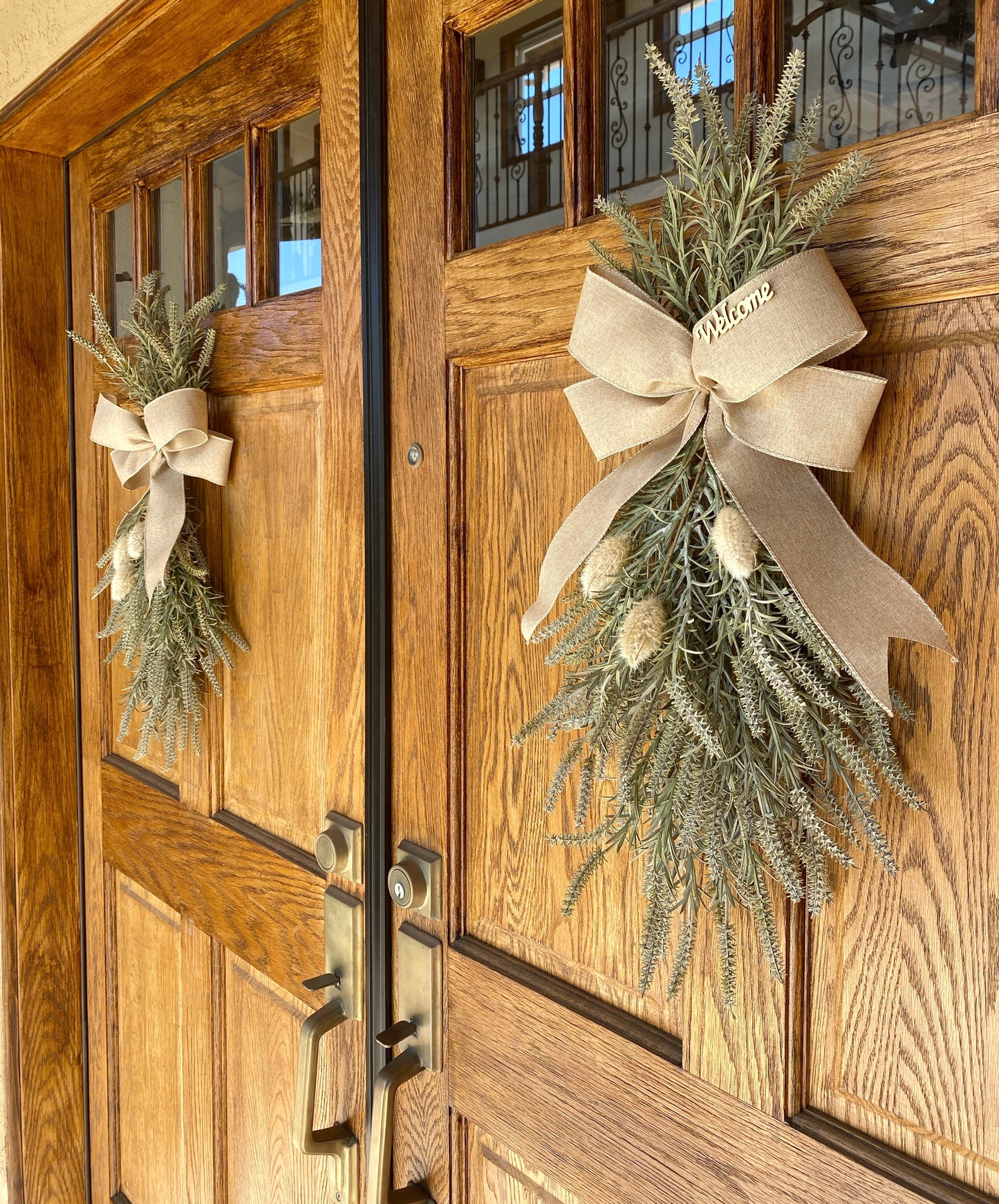 Spring Door Swag Faux - Front Door or Wall Swag, Double Door Wreath, Farmhouse Swag, Window Swag, Door Hanger