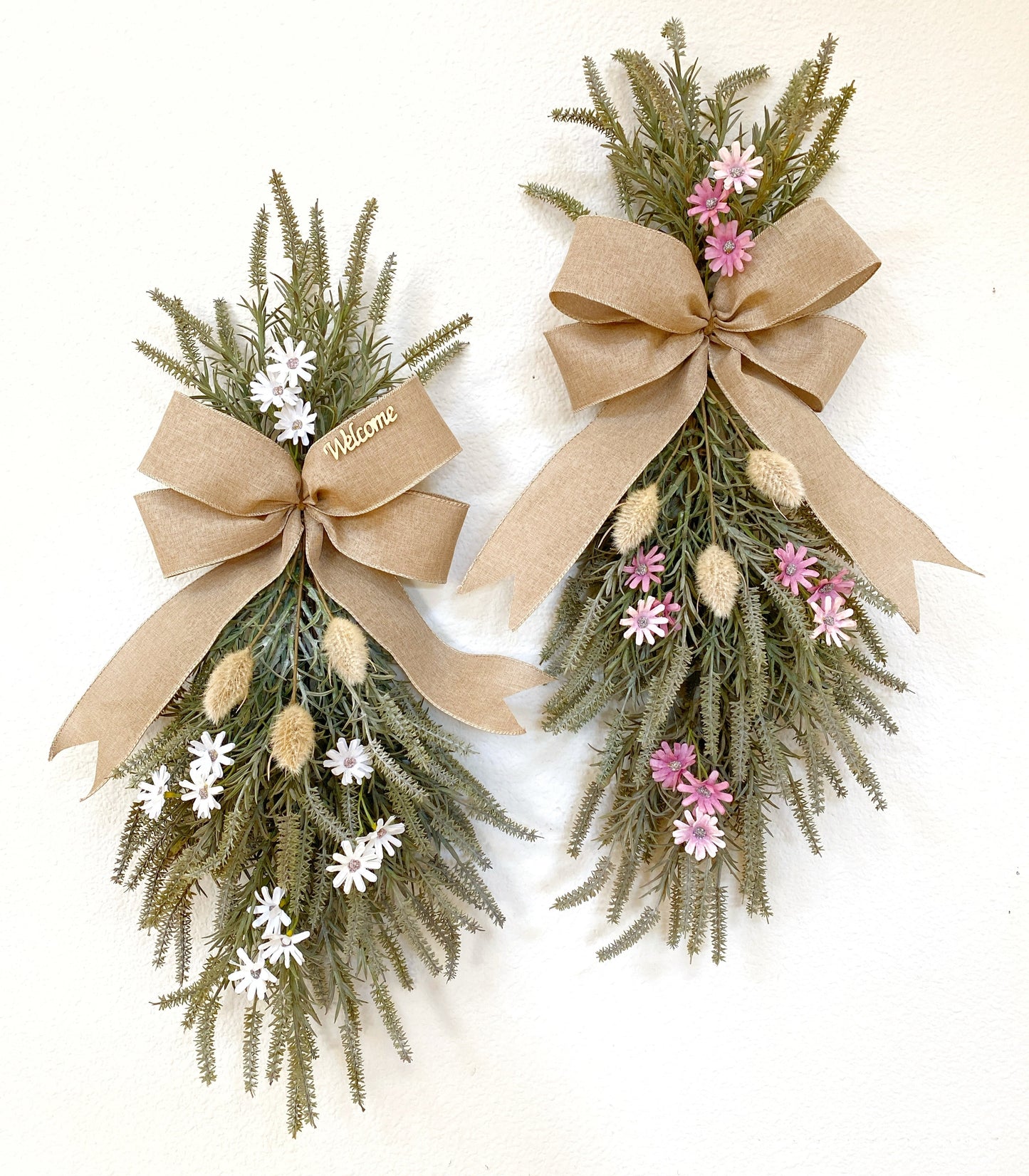 Spring Door Swag Faux - Front Door or Wall Swag, Double Door Wreath, Farmhouse Swag, Window Swag, Door Hanger