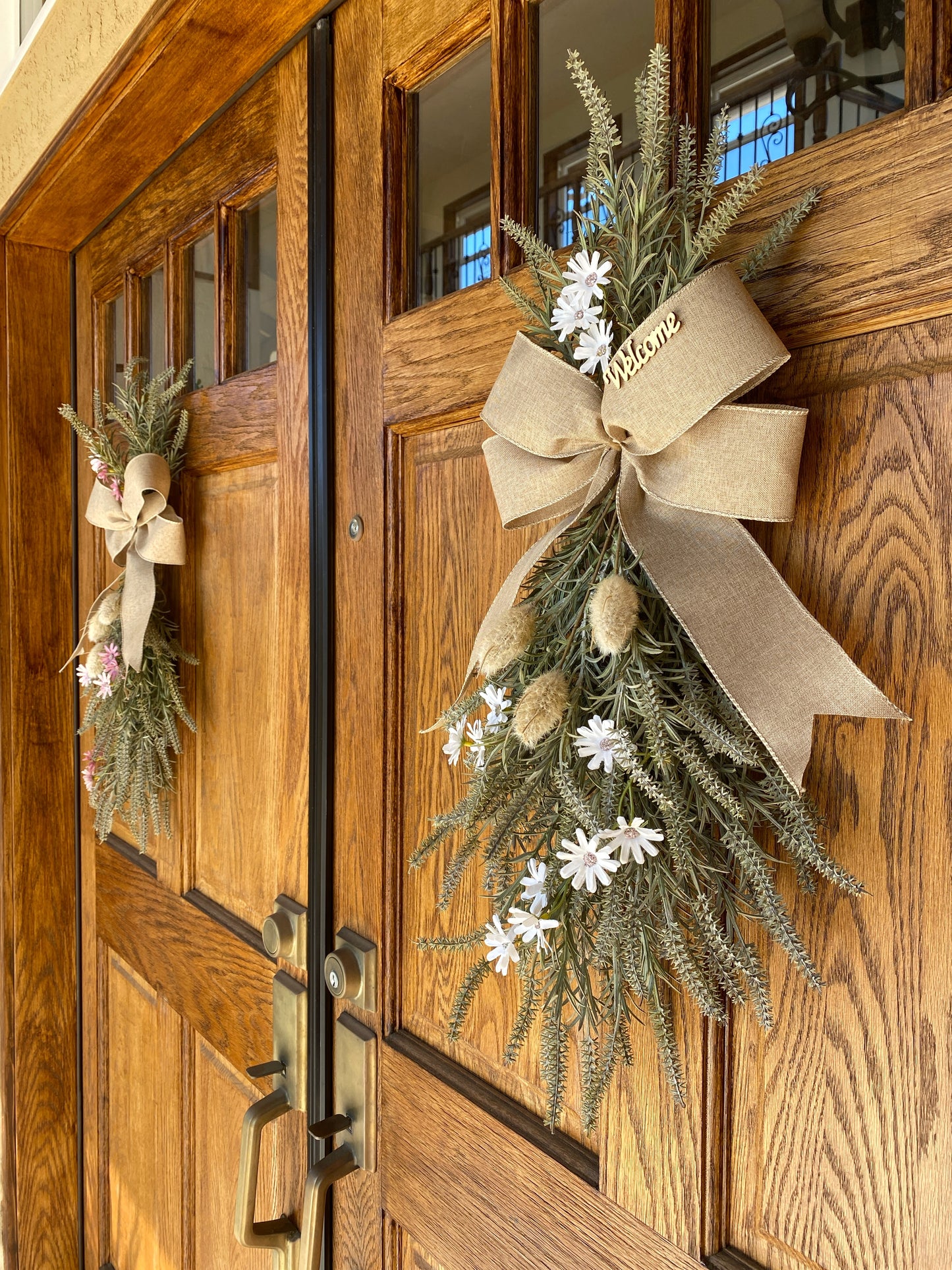 Spring Door Swag Faux - Front Door or Wall Swag, Double Door Wreath, Farmhouse Swag, Window Swag, Door Hanger