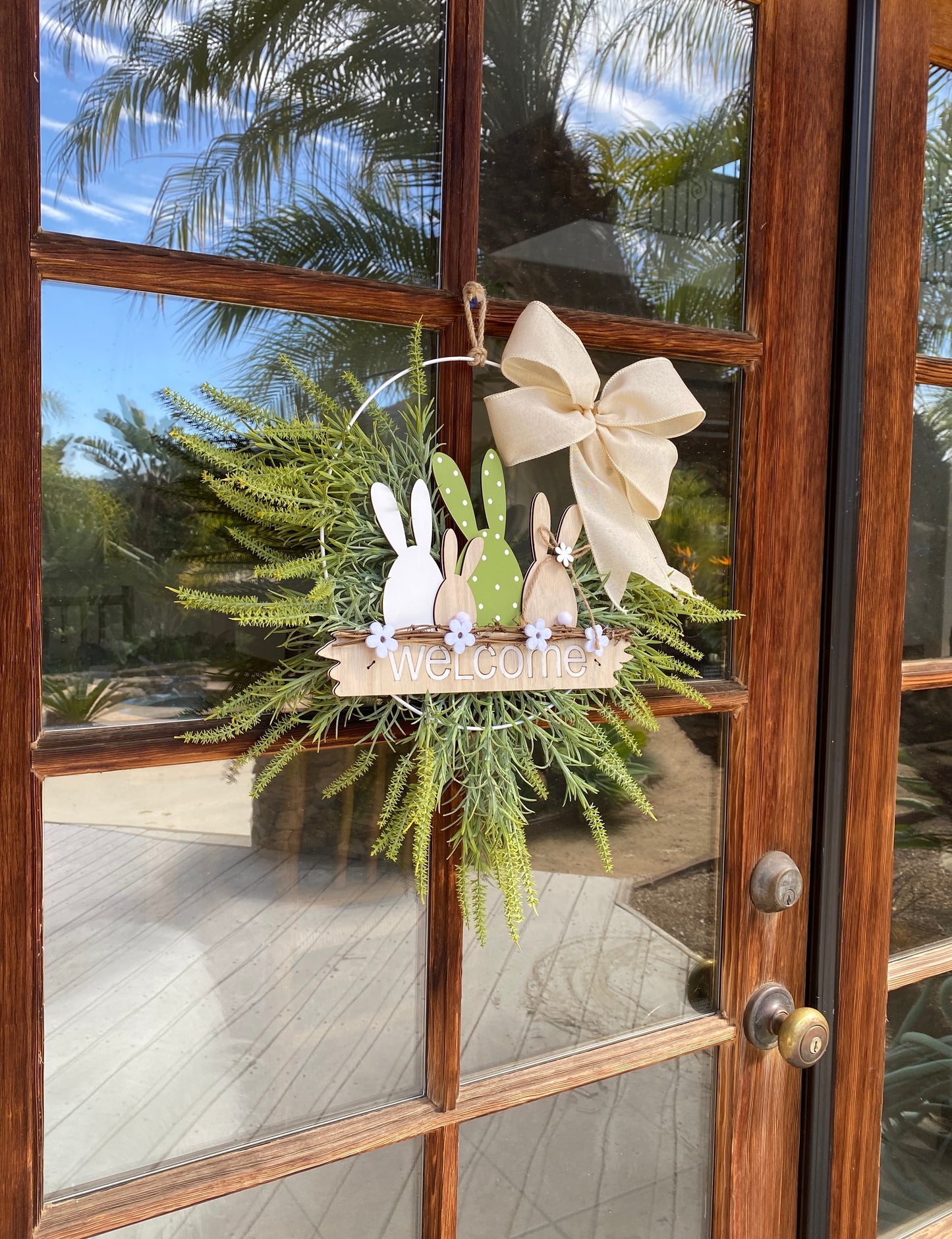 Easter Bunny Wreath - Spring Welcome Wreath - Farmhouse Easter Door Decor - Rustic Bunny Wall Hanging - Easter Door or Wall Wreath