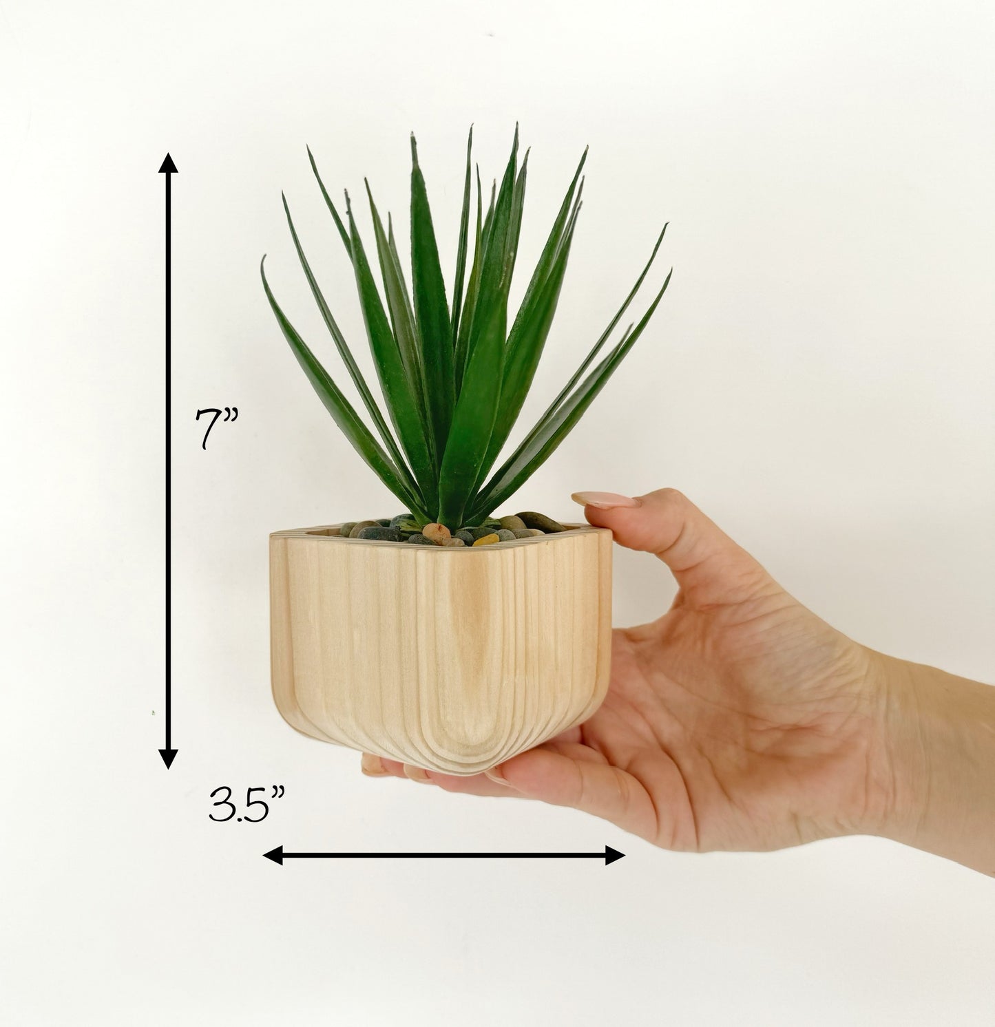 Artificial Succulent Plant in handmade Wood Pot - Air Plant or Aloe Vera Pick