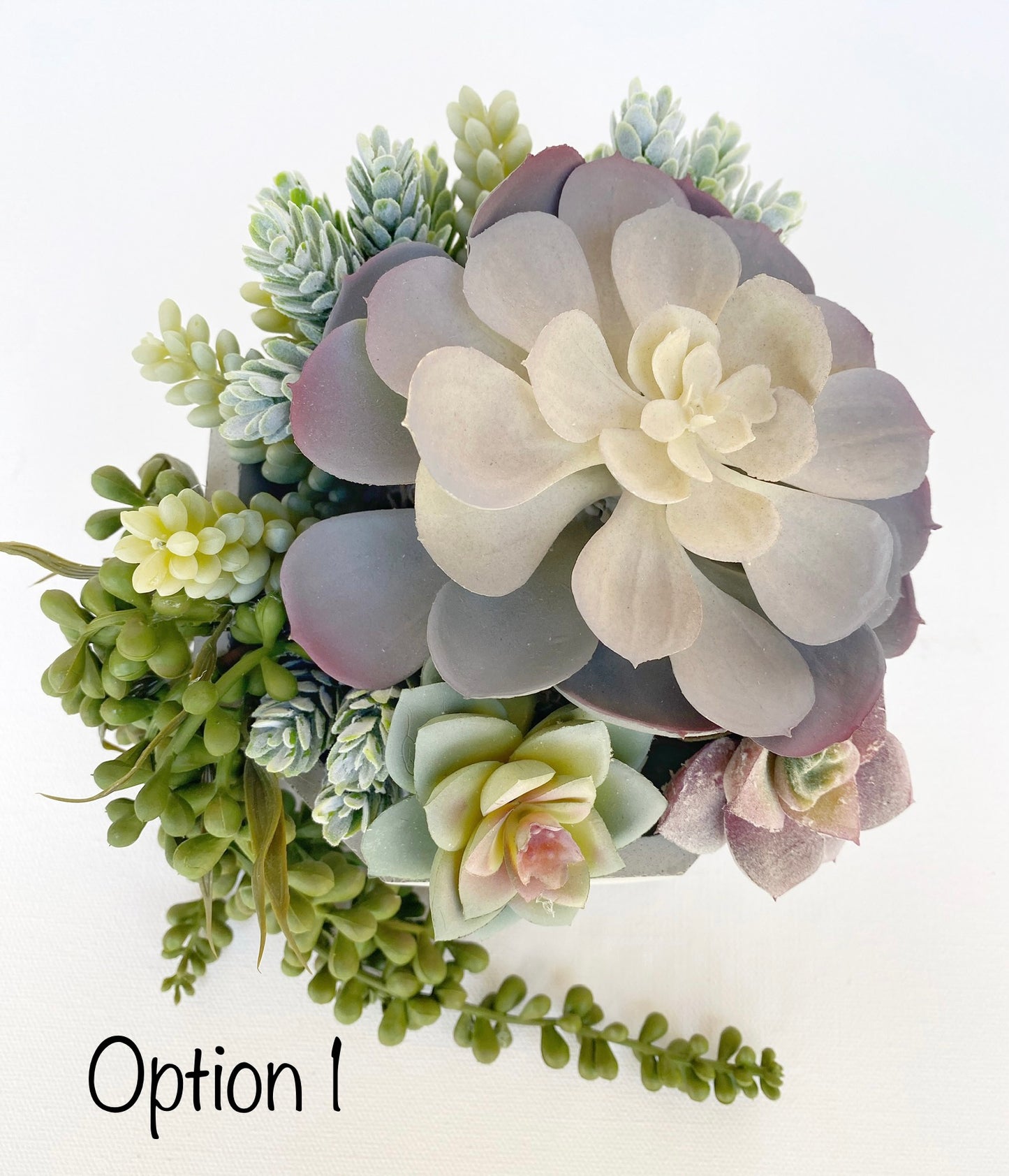 Artificial Succulent Arrangement in handmade Concrete Pot