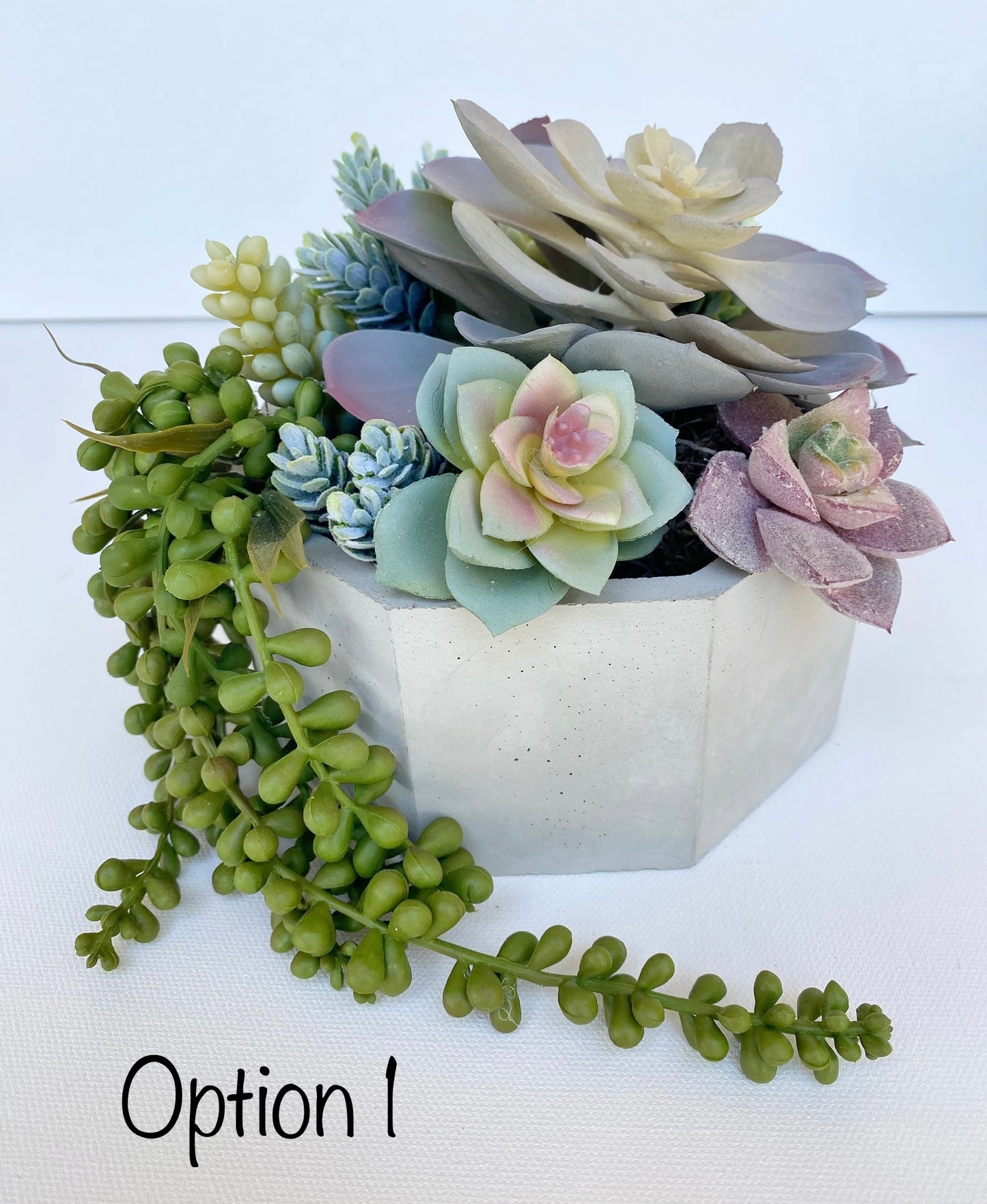 Artificial Succulent Arrangement in handmade Concrete Pot