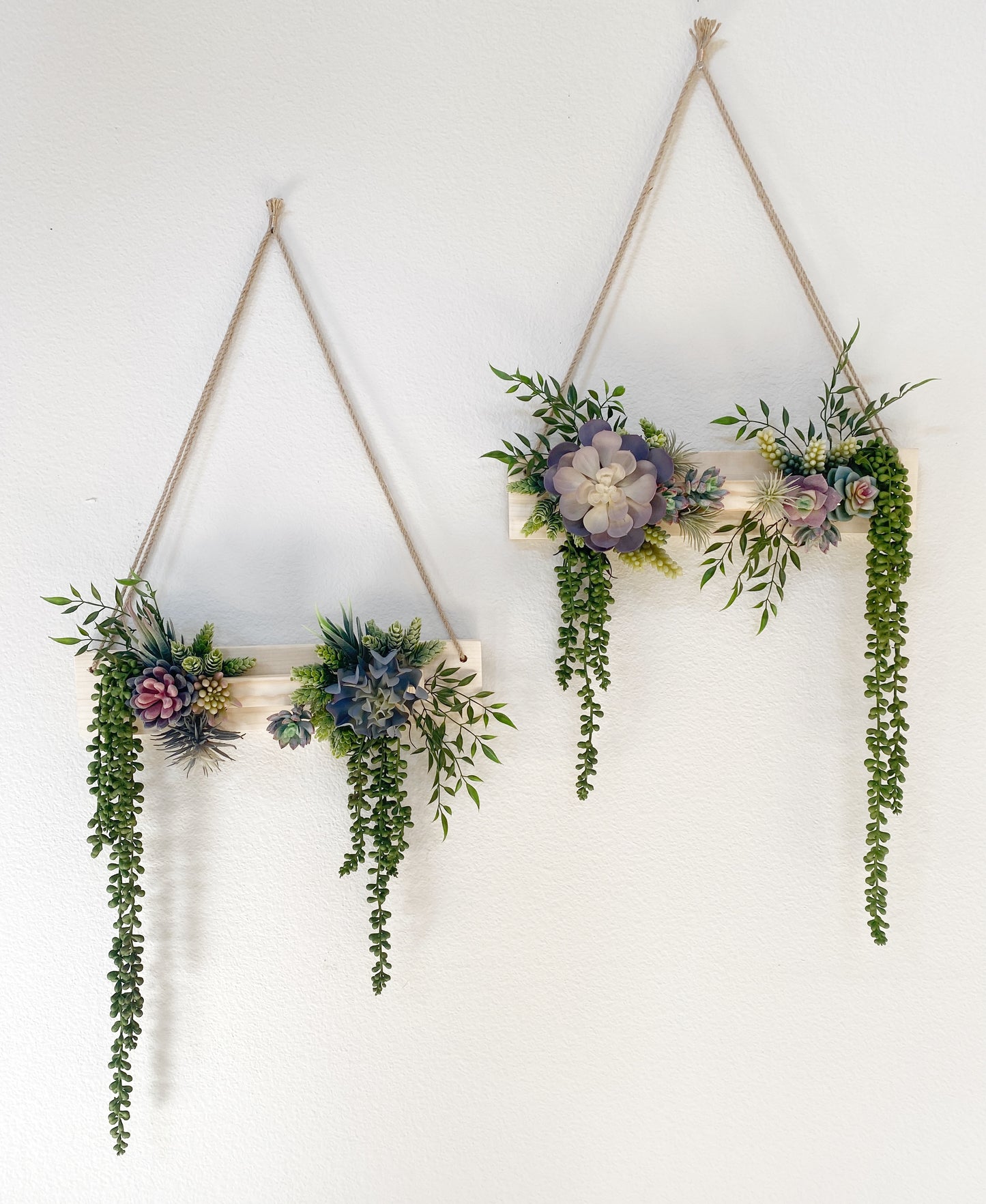 Succulent Wall Arrangement Faux - Hanging Artificial Succulent Triangle - Succulent Wall Art