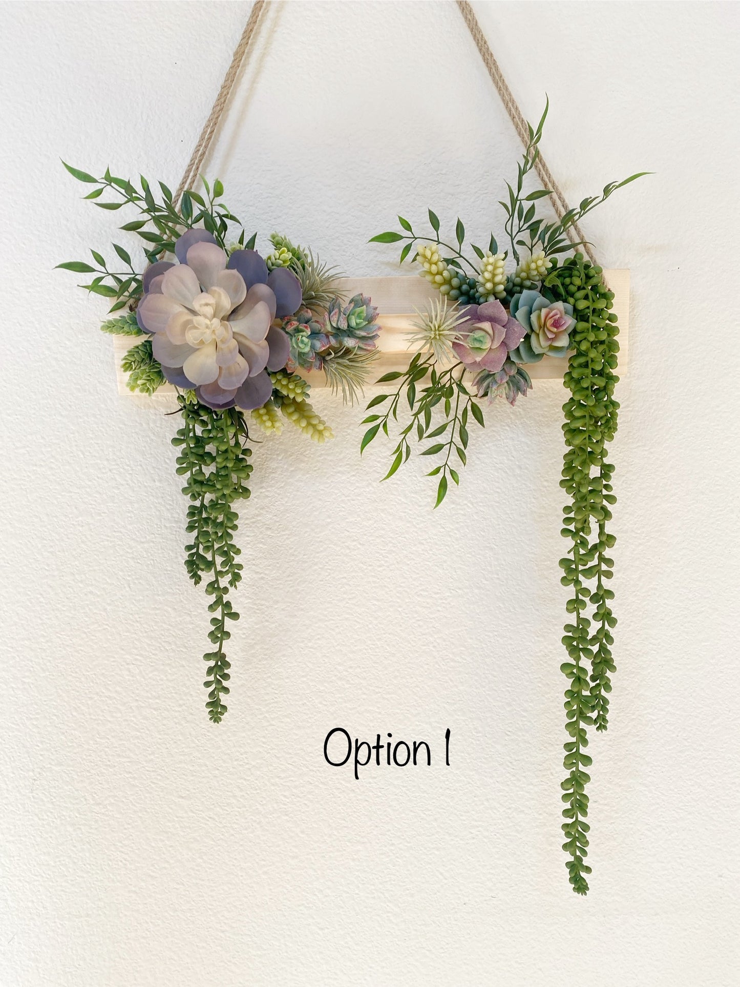 Succulent Wall Arrangement Faux - Hanging Artificial Succulent Triangle - Succulent Wall Art