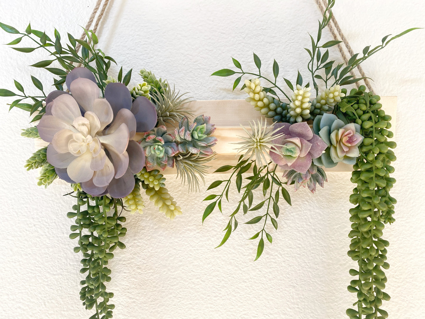 Succulent Wall Arrangement Faux - Hanging Artificial Succulent Triangle - Succulent Wall Art