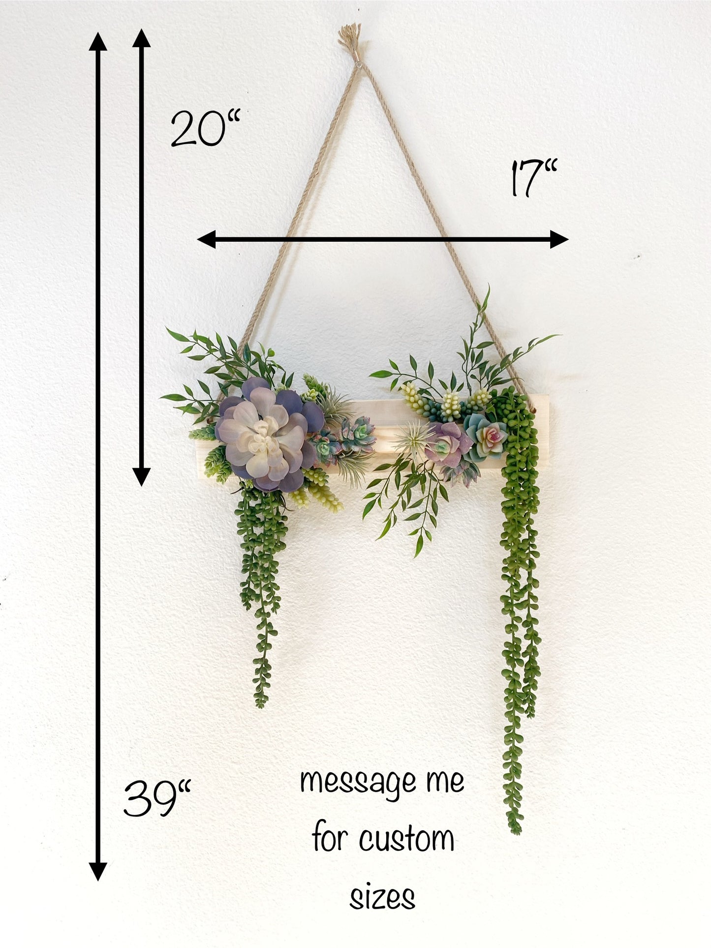 Succulent Wall Arrangement Faux - Hanging Artificial Succulent Triangle - Succulent Wall Art