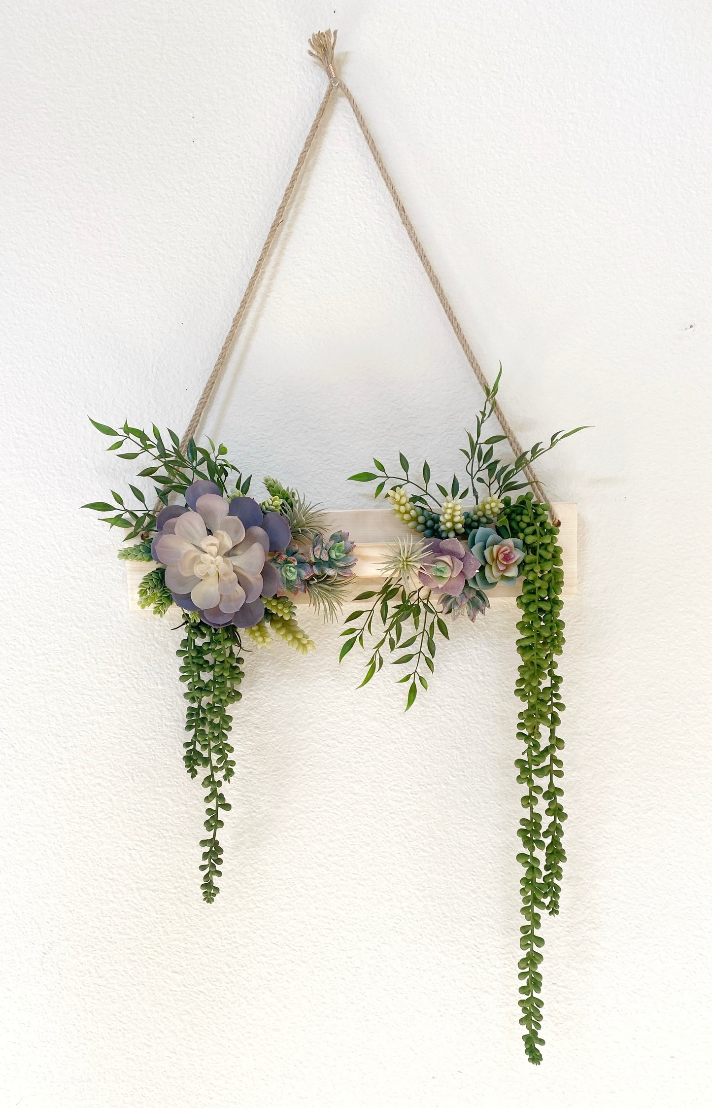 Succulent Wall Arrangement Faux - Hanging Artificial Succulent Triangle - Succulent Wall Art