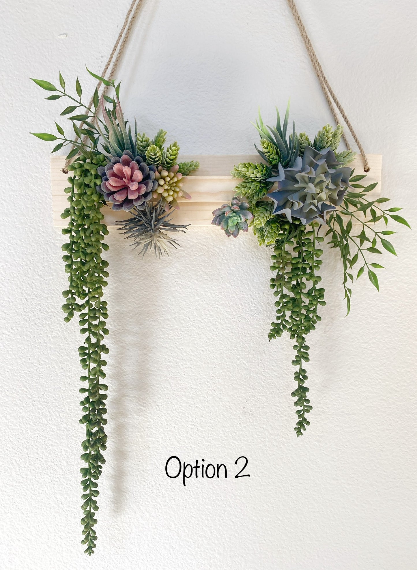 Succulent Wall Arrangement Faux - Hanging Artificial Succulent Triangle - Succulent Wall Art