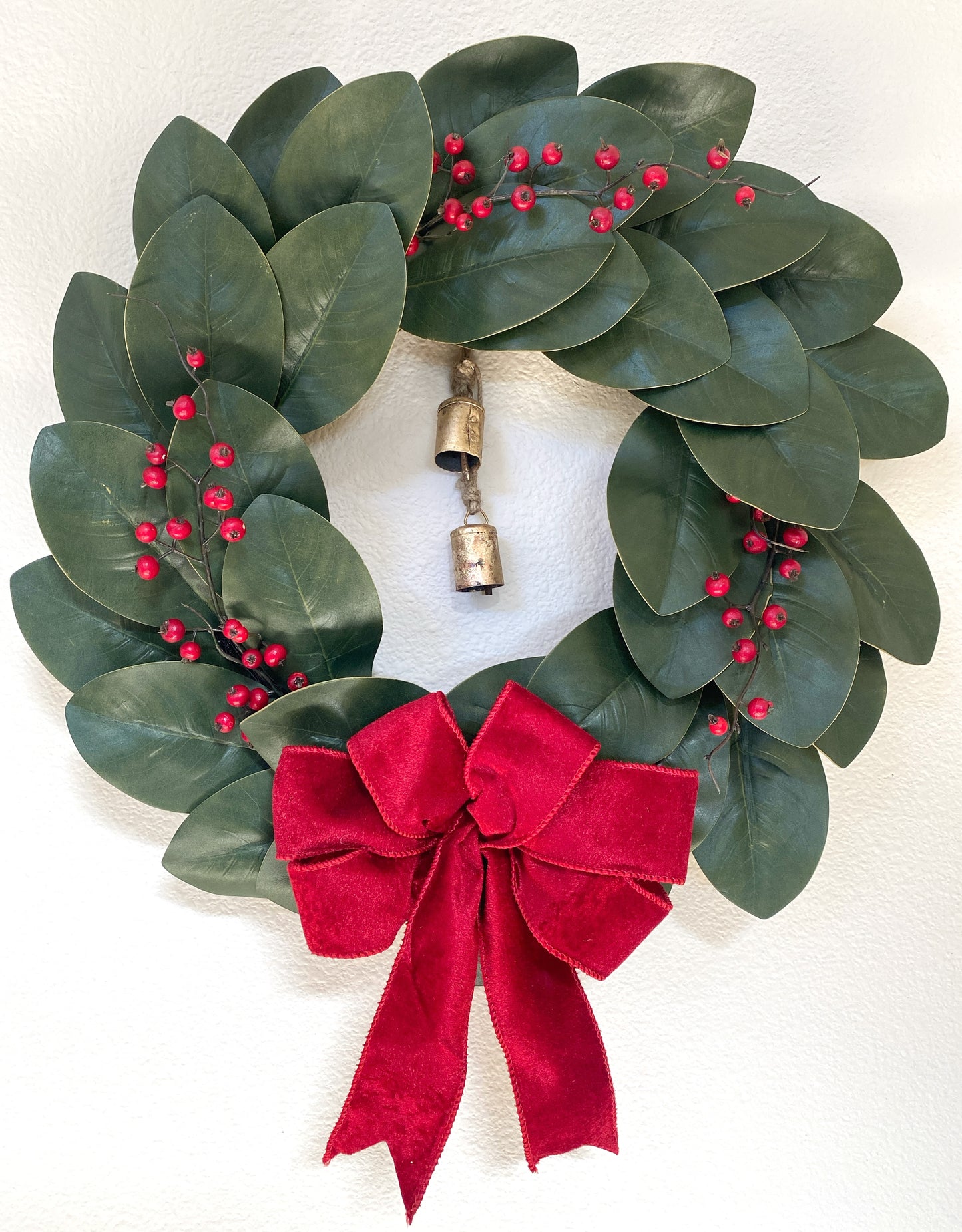 Christmas Magnolia Wreath Double Door - Artificial - Classic Front Door or Wall Wreath