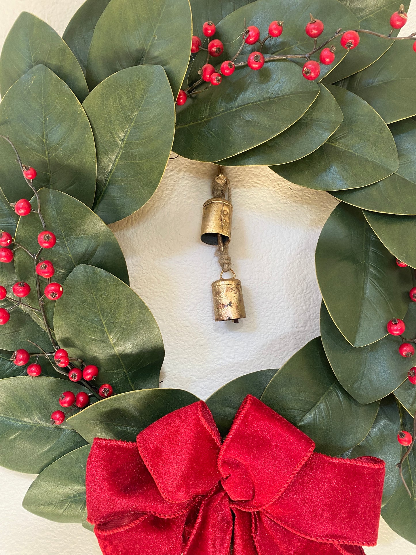 Christmas Magnolia Wreath Double Door - Artificial - Classic Front Door or Wall Wreath