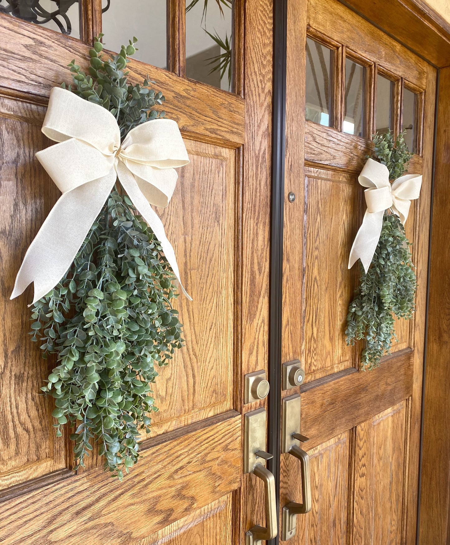 Eucalyptus Winter Door Swag. Artificial Real Touch Double Door Wreath/Swag. Different Colors available!