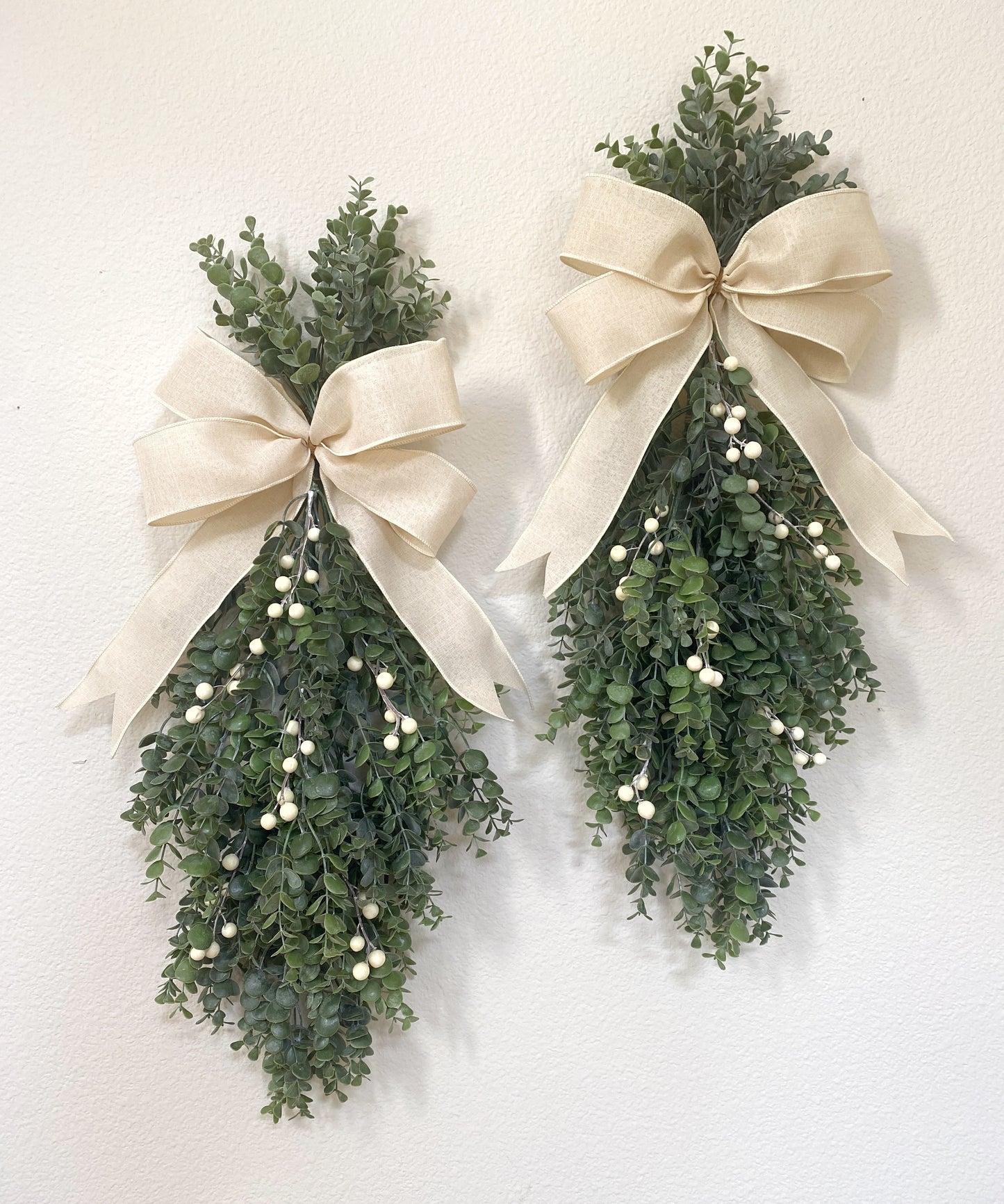 Eucalyptus Winter Door Swag. Artificial Real Touch Double Door Wreath/Swag. Different Colors available!