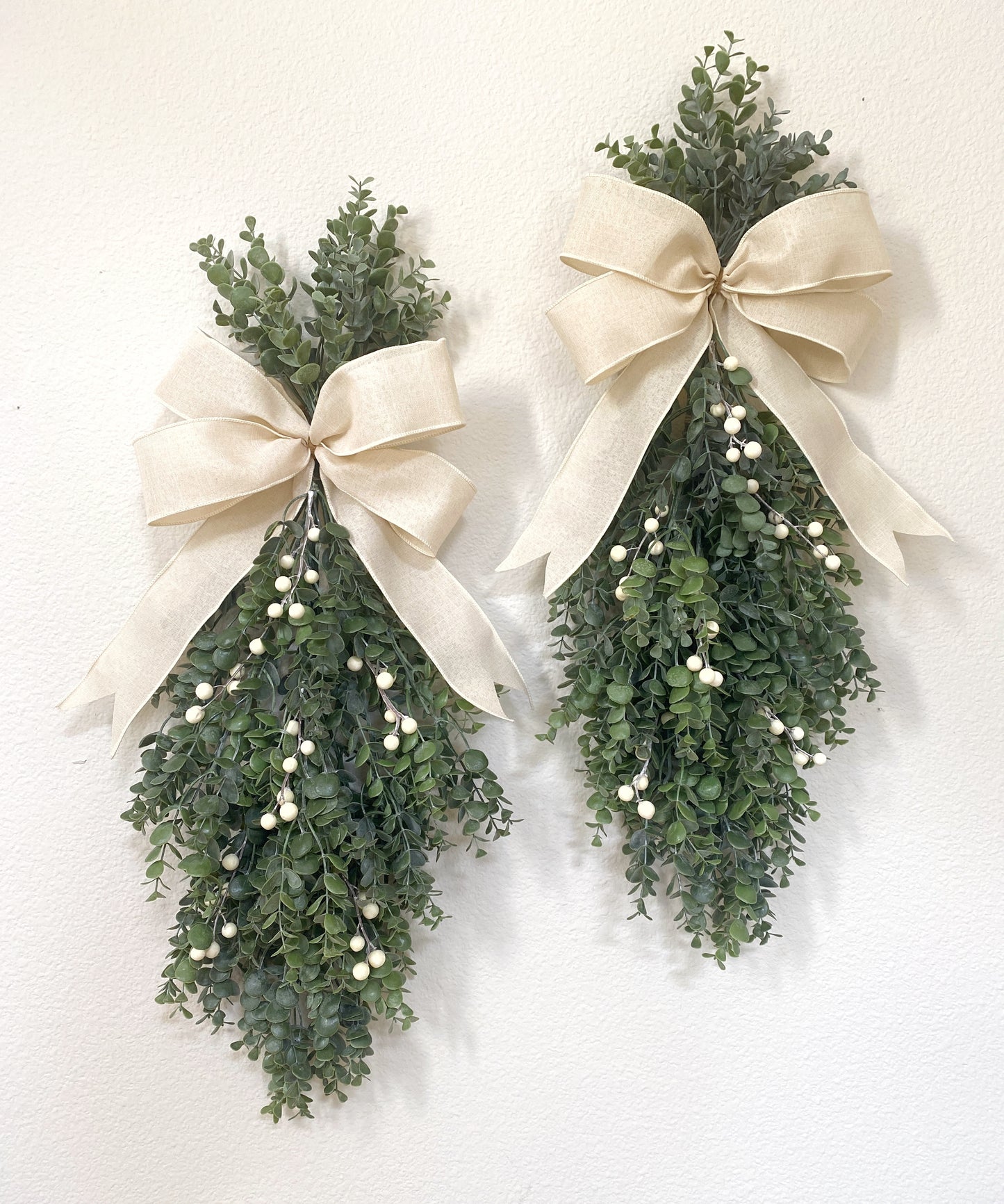 Eucalyptus Winter Door Swag. Artificial Real Touch Double Door Wreath/Swag. Different Colors available!
