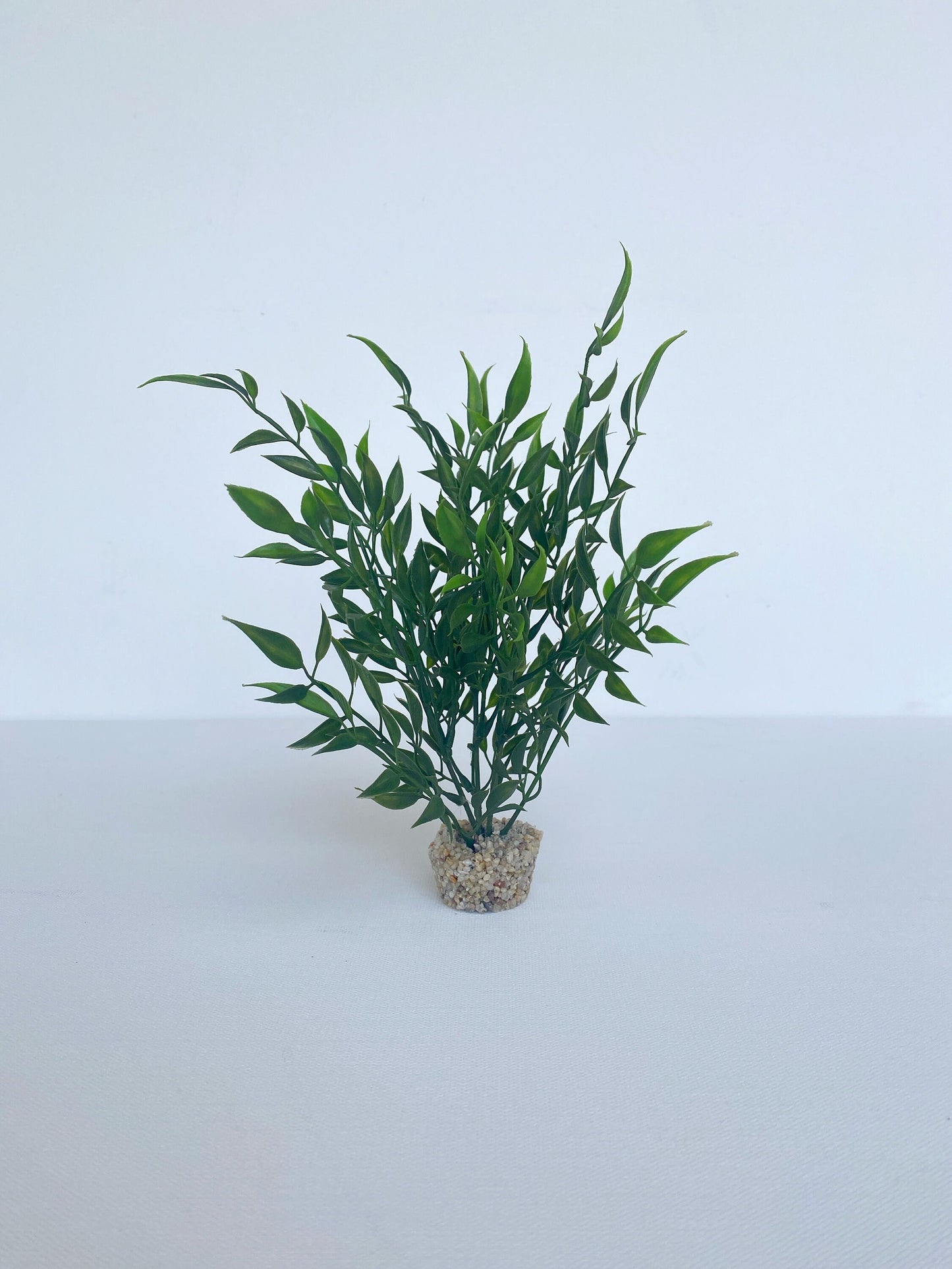 8" Bamboo Bush Freshwater Aquarium Plant with Stone Base, Fish Tank Natural Lifelike Aquascape Décor, Artificial Aquarium Plastic Plant