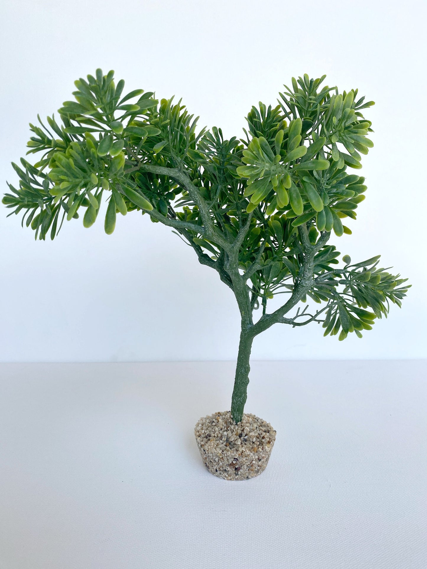 9" Bonsai Podocarpus Freshwater Aquarium Plant with Stone Base, Fish Tank Lifelike Aquascape Decor, Artificial Aquarium Plastic Plant