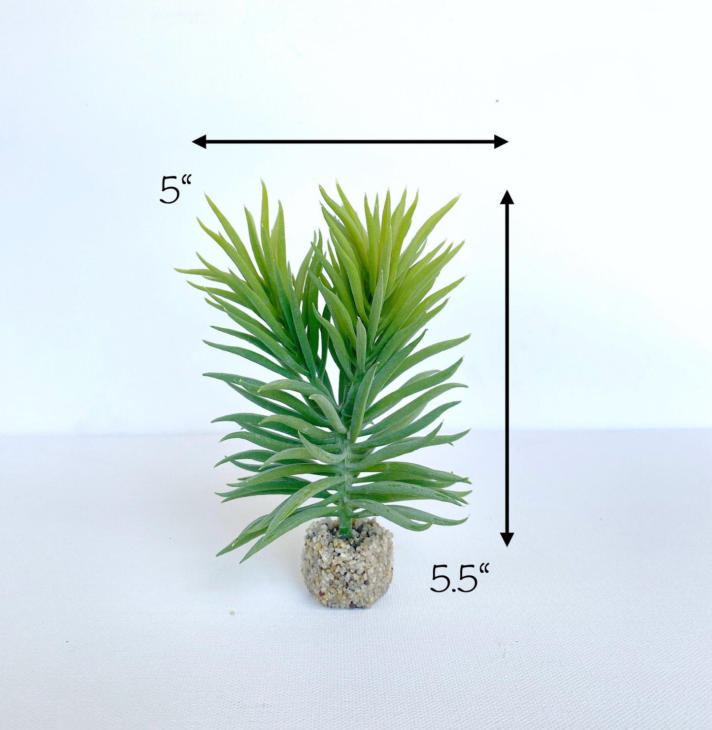 5.5" Senecio Freshwater Aquarium Plant with Stone Base, Fish Tank Lifelike Aquascape Decor, Artificial Aquarium Plastic Plant