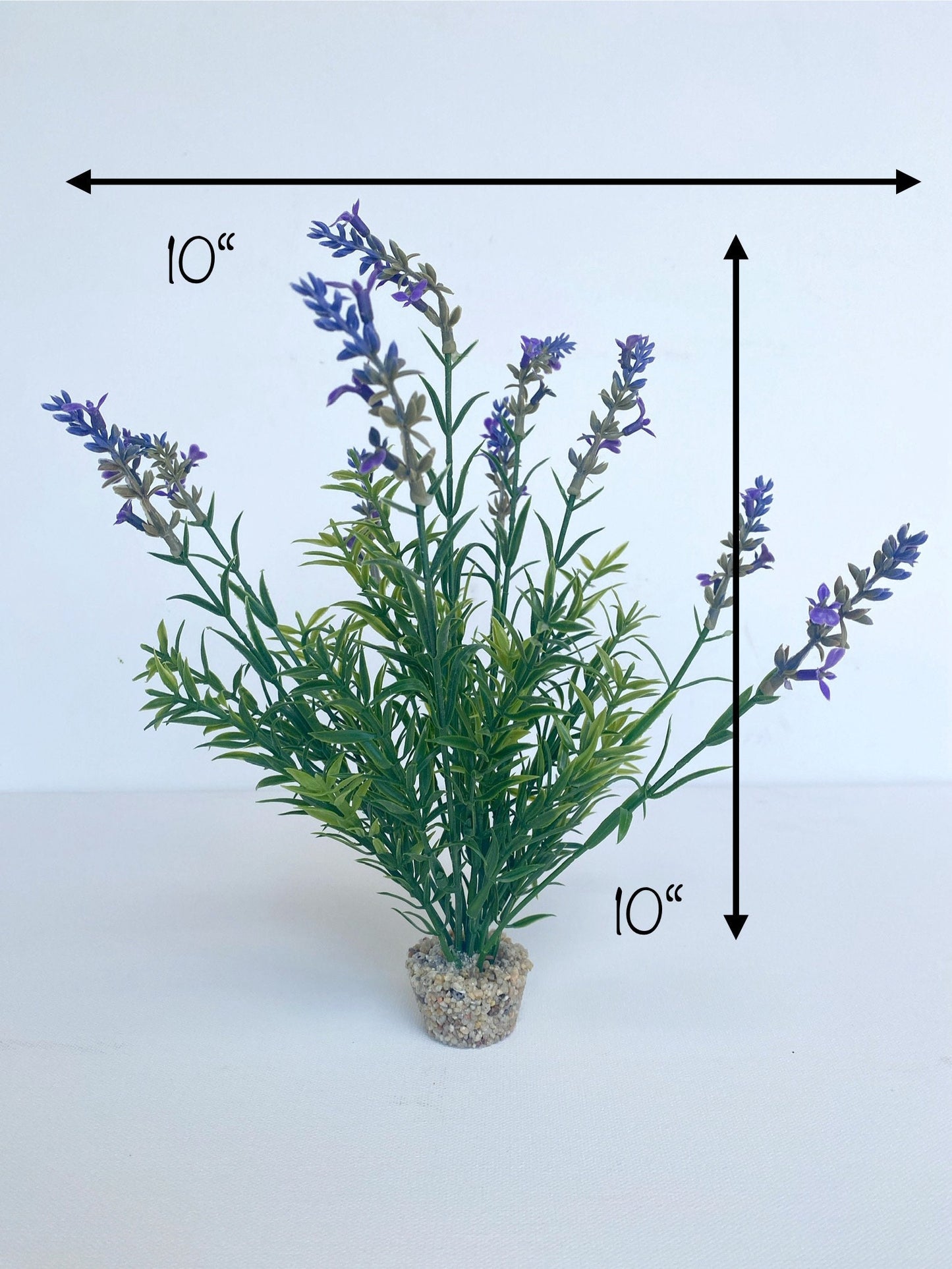 10" Lavender Bush Freshwater Aquarium Plant with Stone Base, Fish Tank Natural Lifelike Aquascape Décor, Artificial Aquarium Plastic Plant