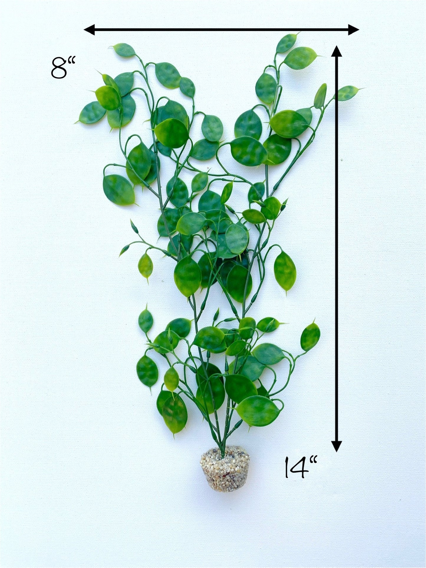 Lunaria Freshwater Aquarium Plant with Stone Base, Fish Tank Natural Lifelike Aquascape Décor, Artificial Aquarium Plastic Plant
