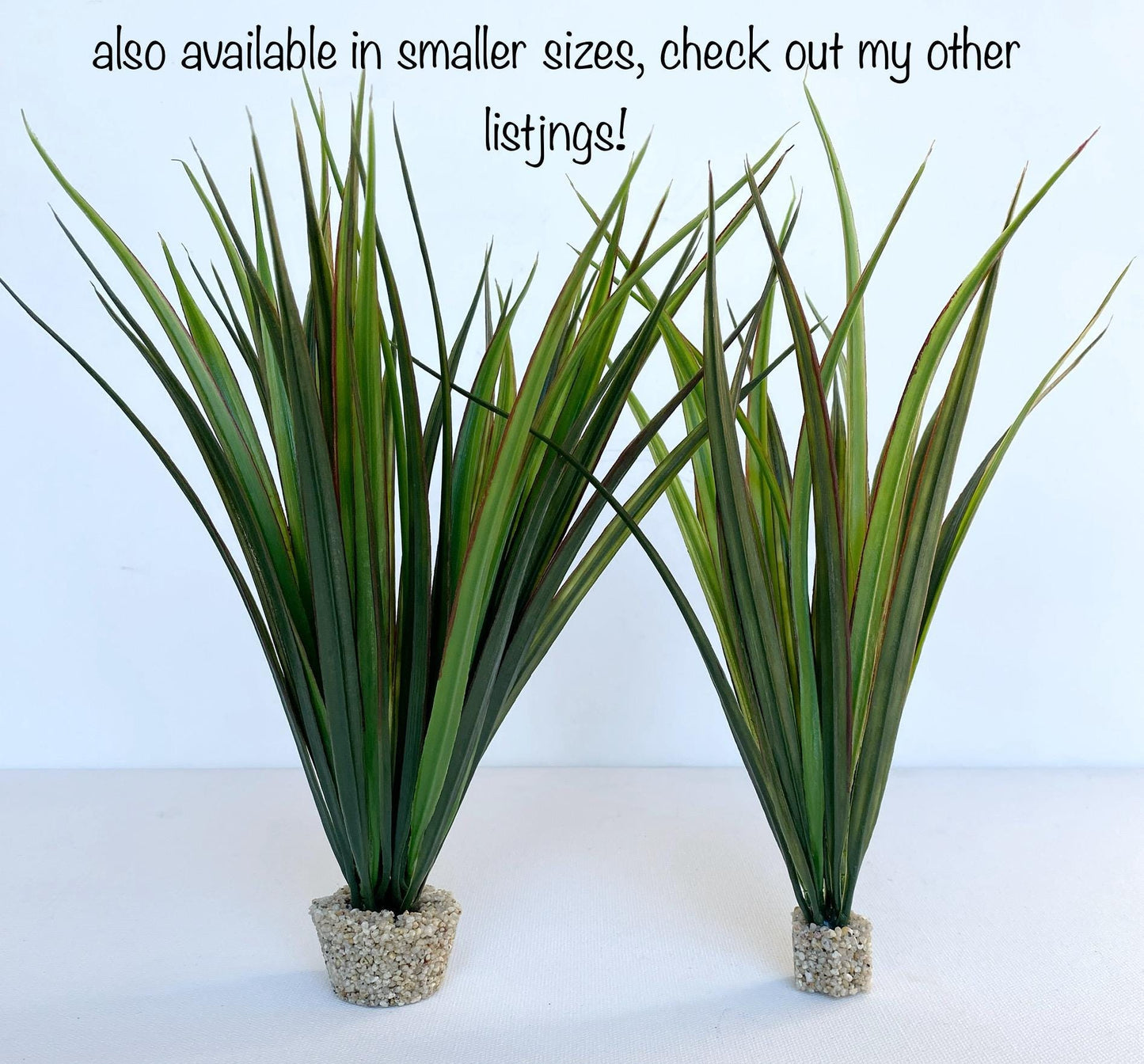 17" Tall Green Reed Grass Aquarium Plant with Stone Base, Fish Tank Natural Lifelike Aquarium Decor, Artificial Aquarium Plastic Plant