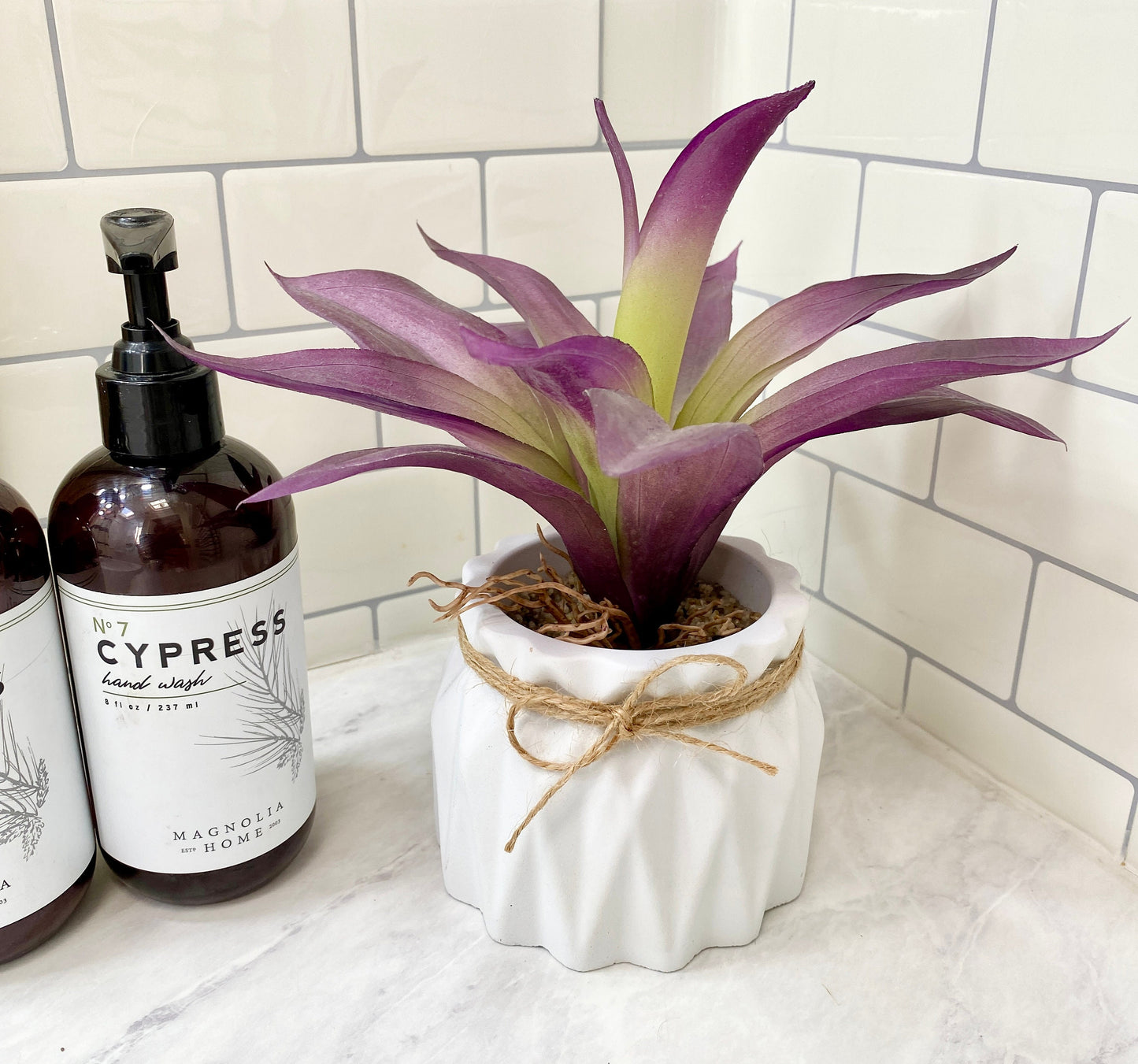 Artificial Agave Succulent Plant Purple, in Handmade Concrete Pot