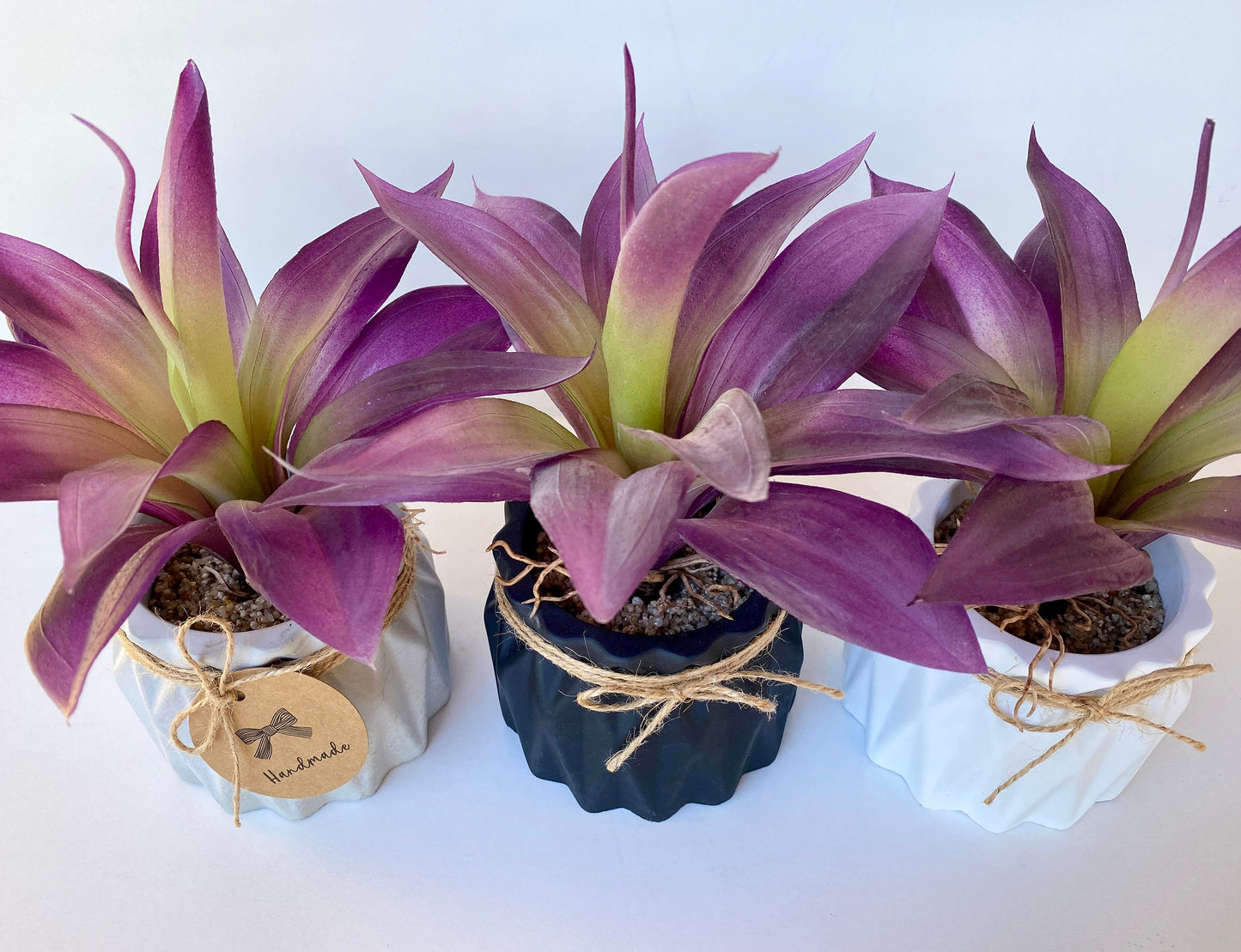 Artificial Agave Succulent Plant Purple, in Handmade Concrete Pot