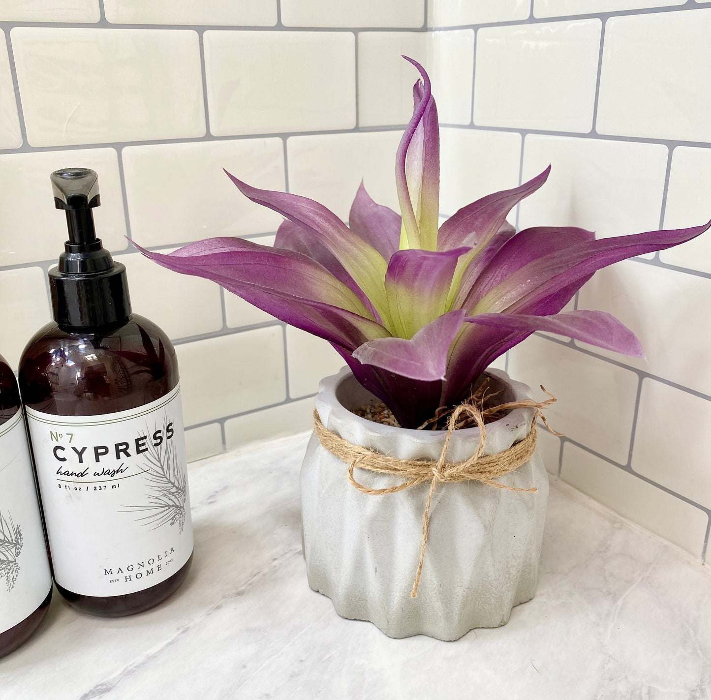 Artificial Agave Succulent Plant Purple, in Handmade Concrete Pot