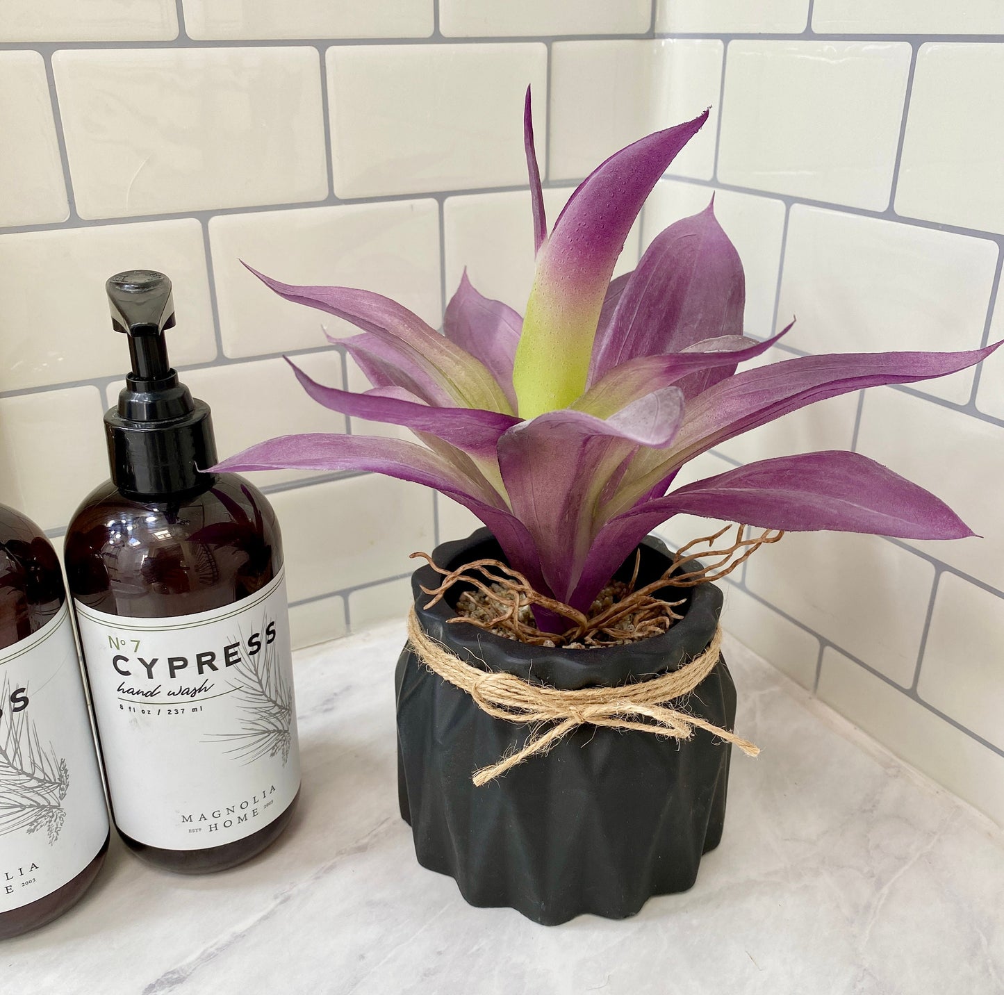 Artificial Agave Succulent Plant Purple, in Handmade Concrete Pot