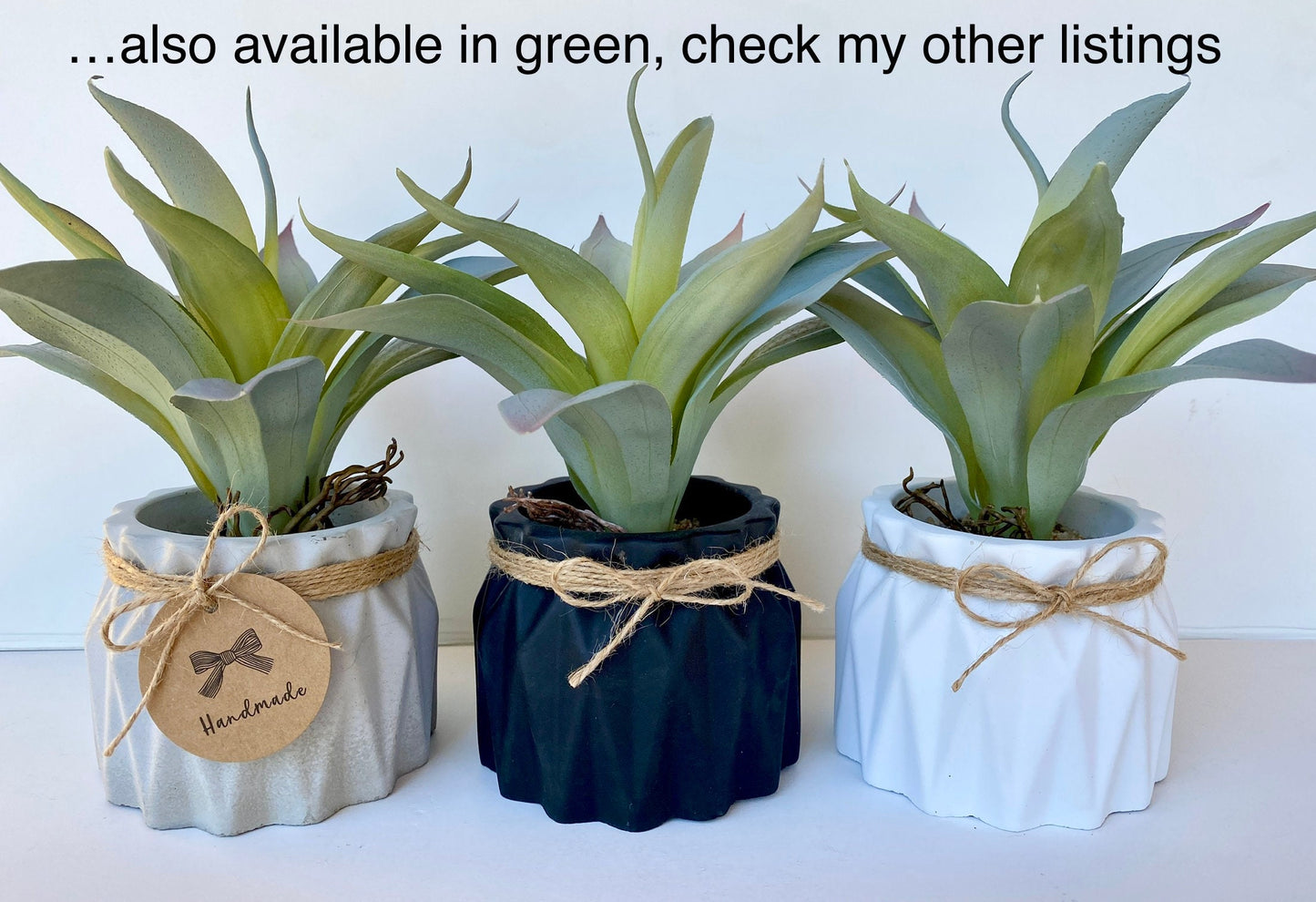 Artificial Agave Succulent Plant Purple, in Handmade Concrete Pot