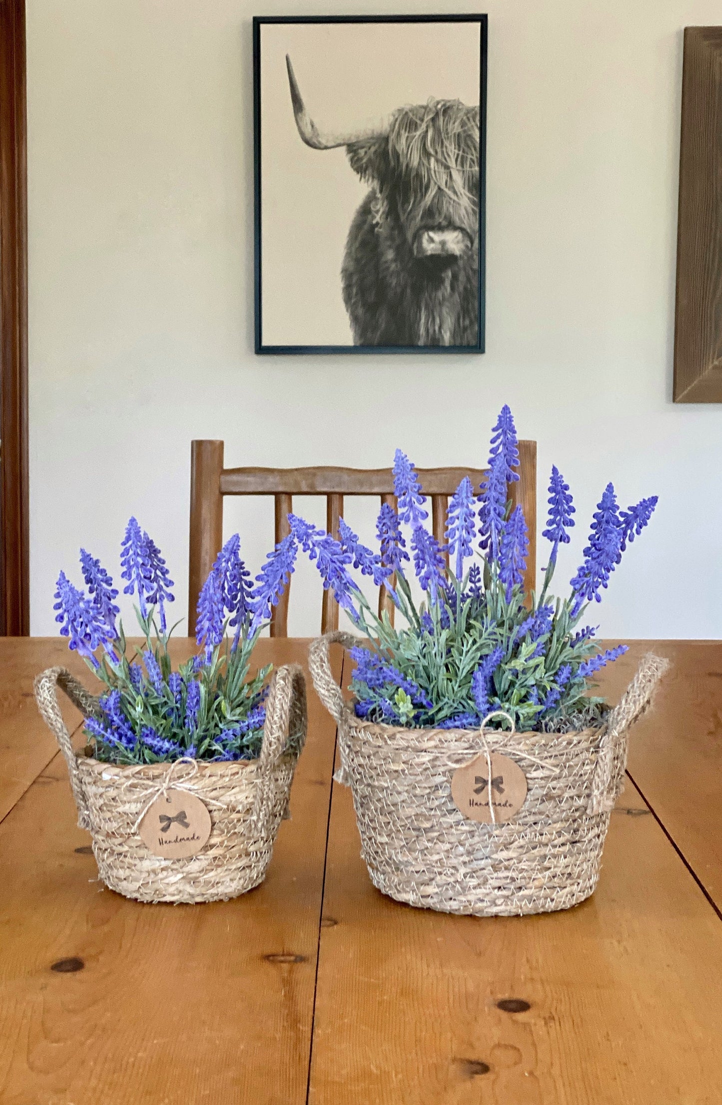 Sea Grass Basket with artificial Lavender Plant