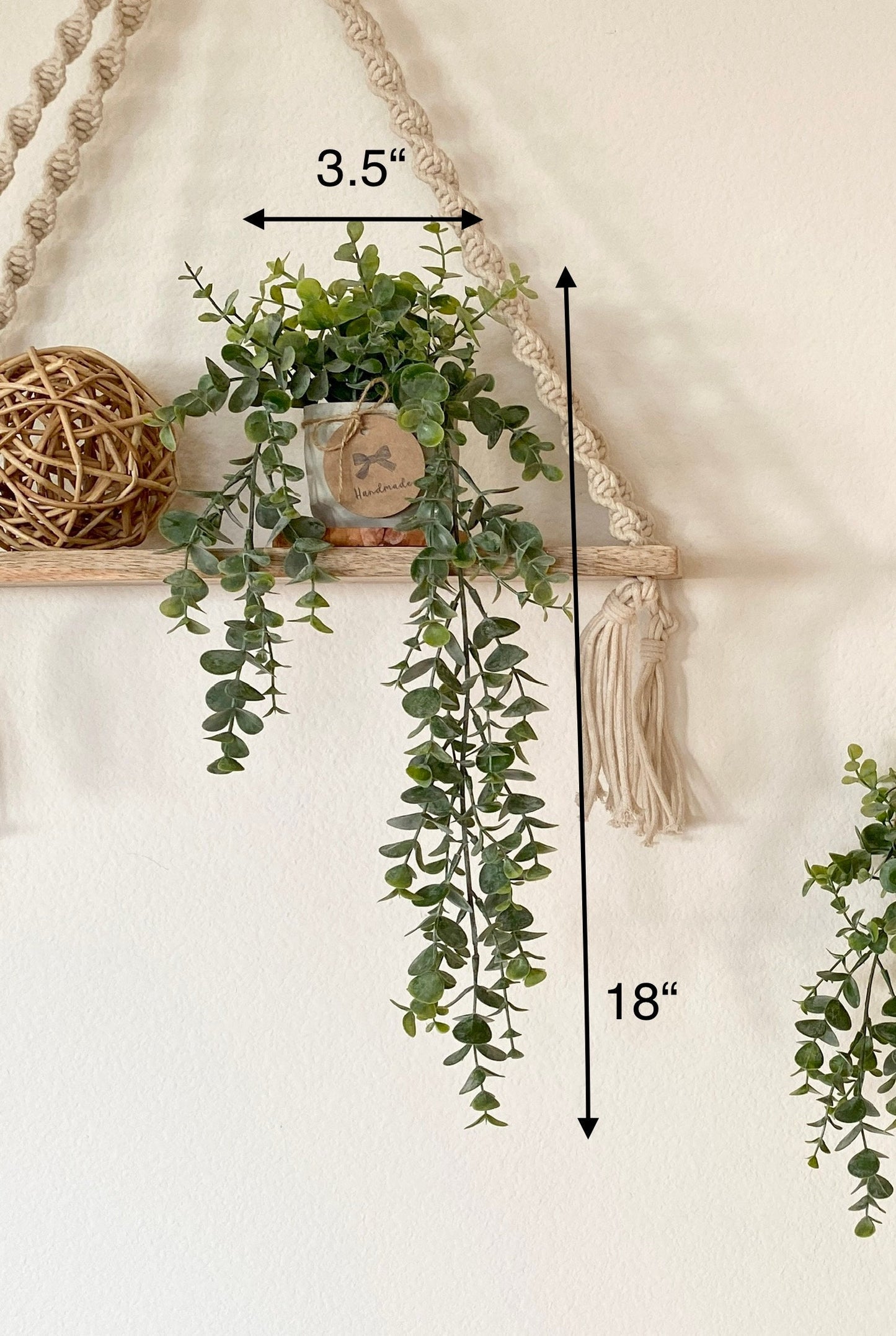 Hanging Faux Eucalyptus Plant in Handmade Concrete Pot