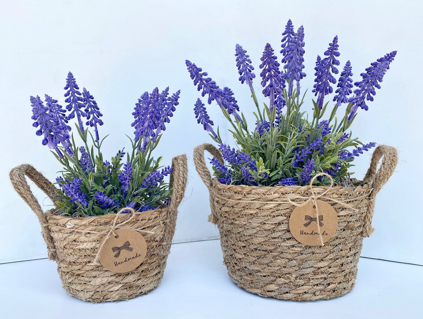 Sea Grass Basket with artificial Lavender Plant