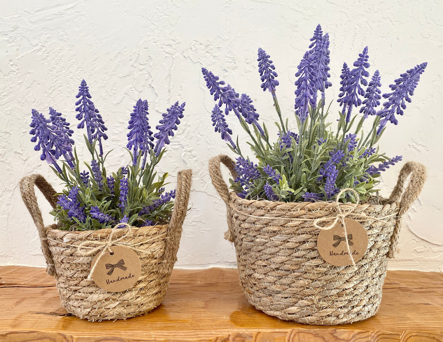 Sea Grass Basket with artificial Lavender Plant