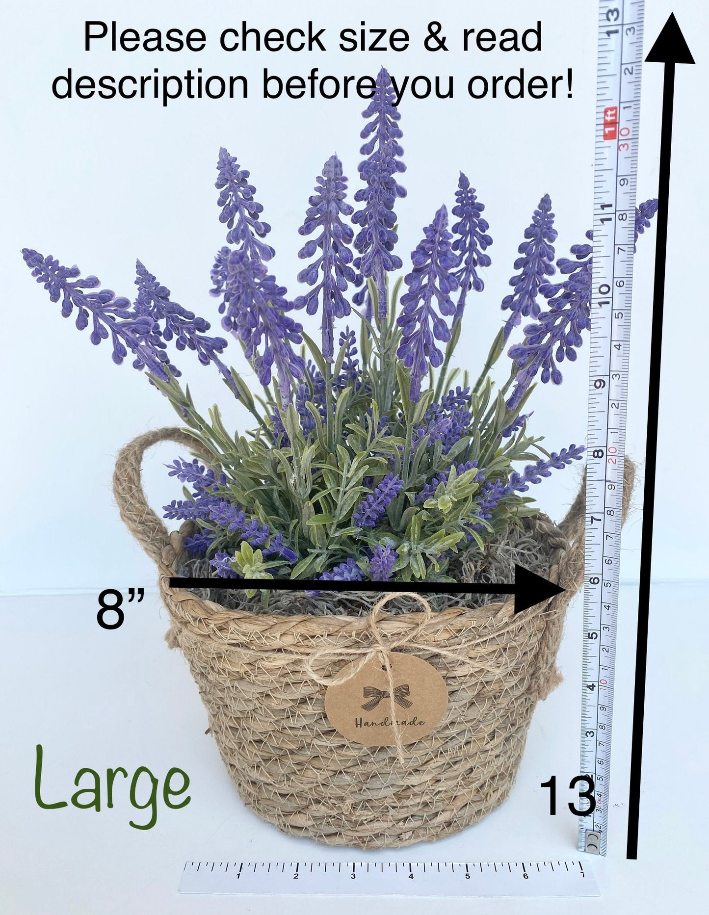 Sea Grass Basket with artificial Lavender Plant