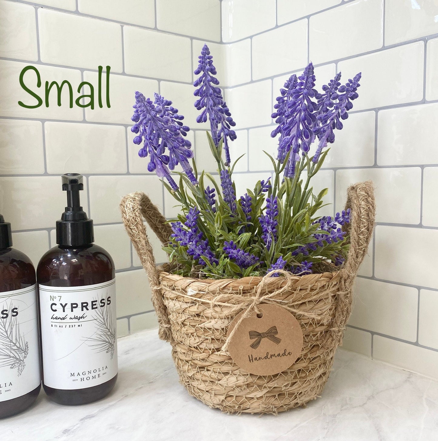 Sea Grass Basket with artificial Lavender Plant