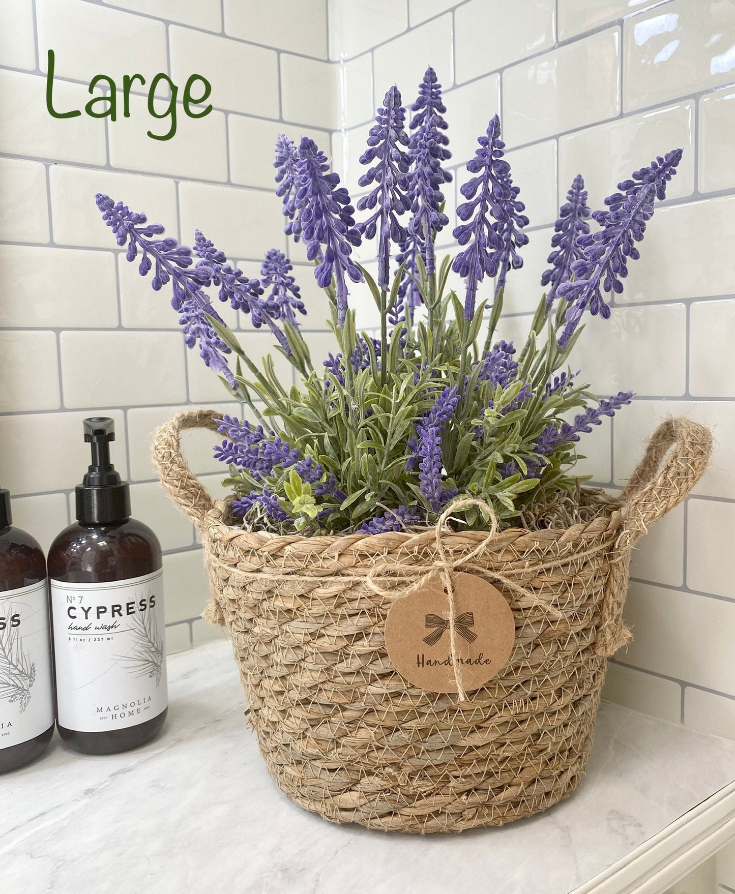 Sea Grass Basket with artificial Lavender Plant