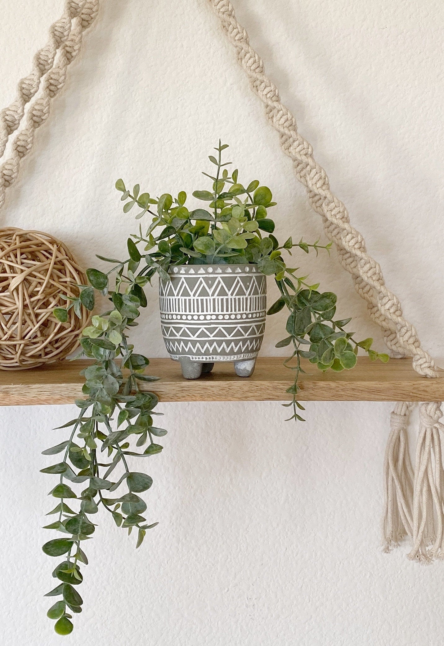 Artificial Eucalyptus Hanging Plant in textured Ceramic Pot