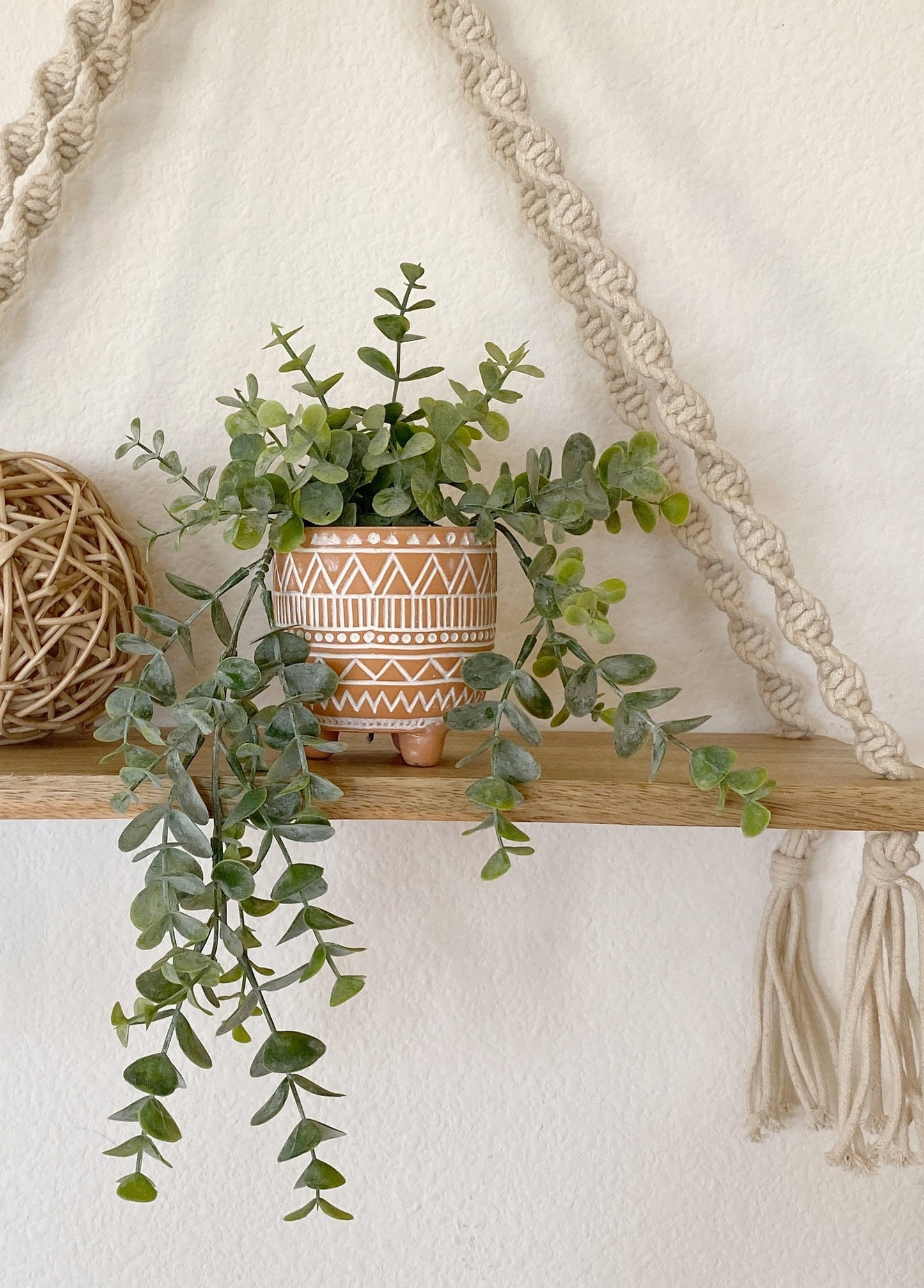 Artificial Eucalyptus Hanging Plant in textured Ceramic Pot