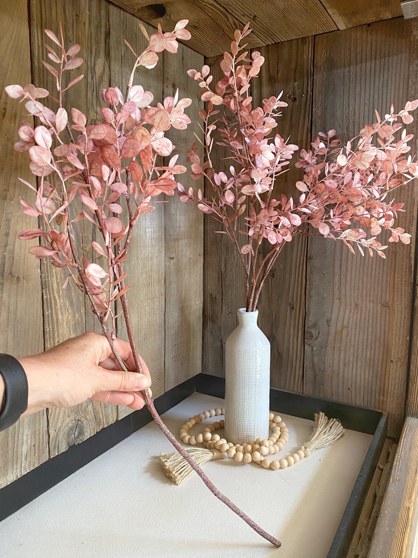 Artificial Eucalyptus Spray Stem 28" Pink