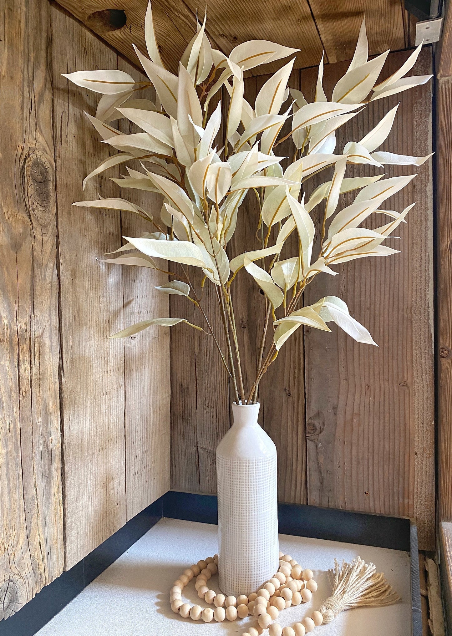 Artificial Eucalyptus Long Leave Spray 34.5" - White
