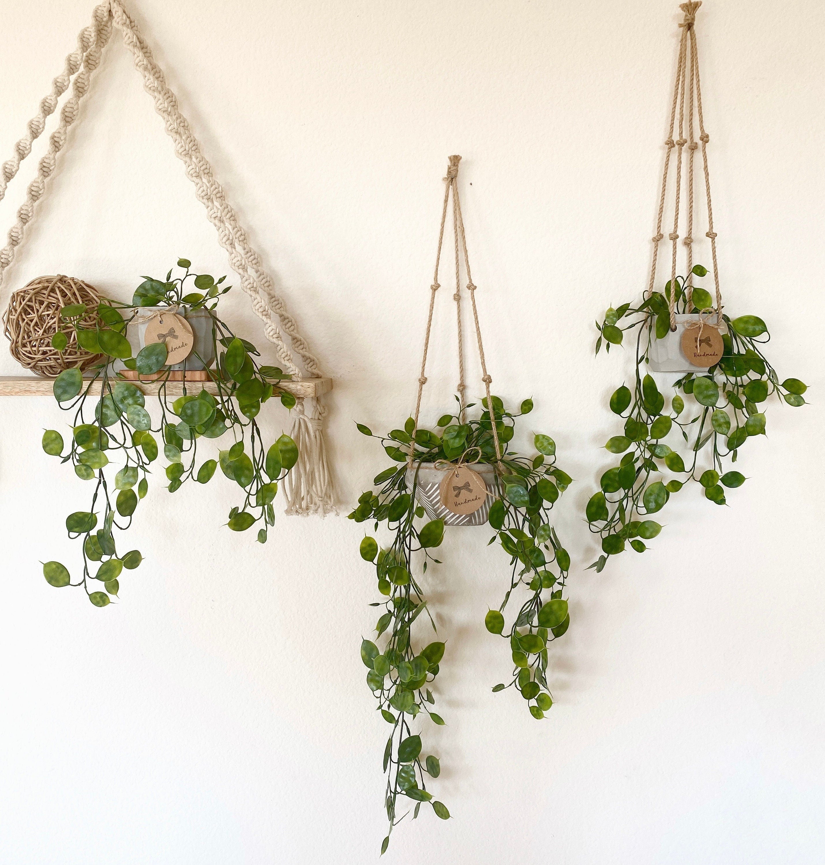 handmade hanging plants Hanging Faux Lunaria Plant in Handmade Concrete Pot – Ursina's Deco Shop