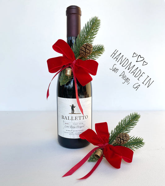 Wine Lover Christmas Gift, Faux Christmas Pine Arrangement For Wine Bottle - Wine Centerpiece, Champagne Gifts, Wine Bottle Bouquet