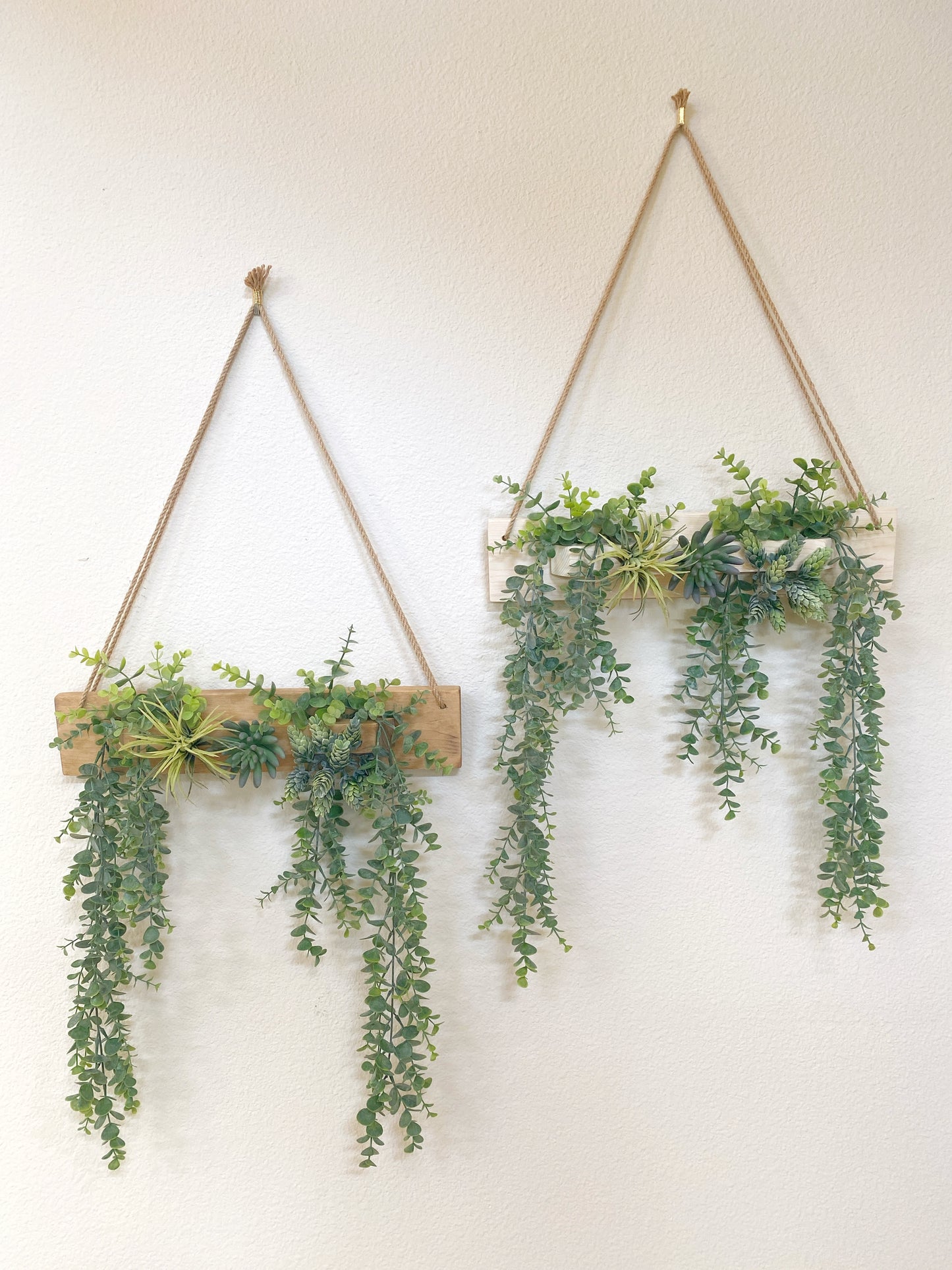 Artificial Wall Art - Hanging Eucalyptus & Succulent Triangle