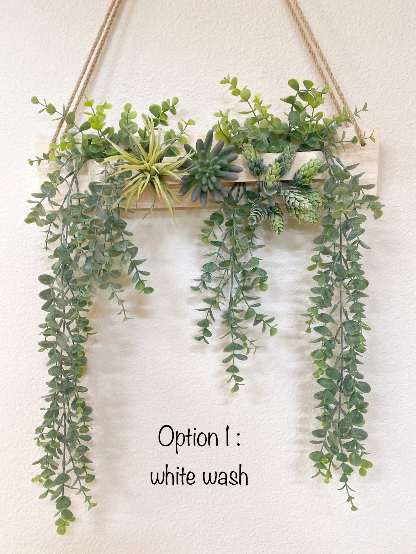 Artificial Wall Art - Hanging Eucalyptus & Succulent Triangle