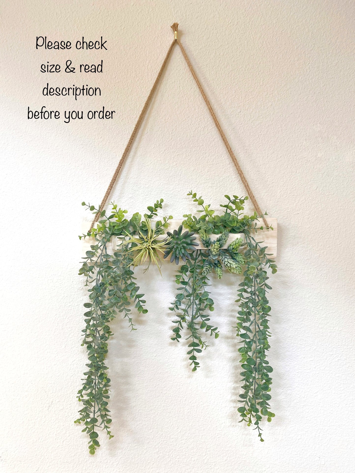 Artificial Wall Art - Hanging Eucalyptus & Succulent Triangle