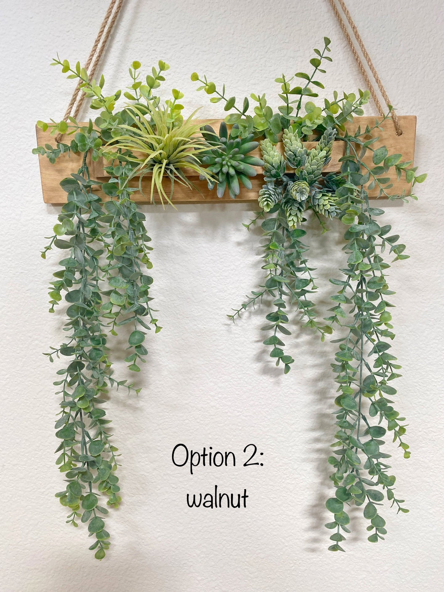 Artificial Wall Art - Hanging Eucalyptus & Succulent Triangle