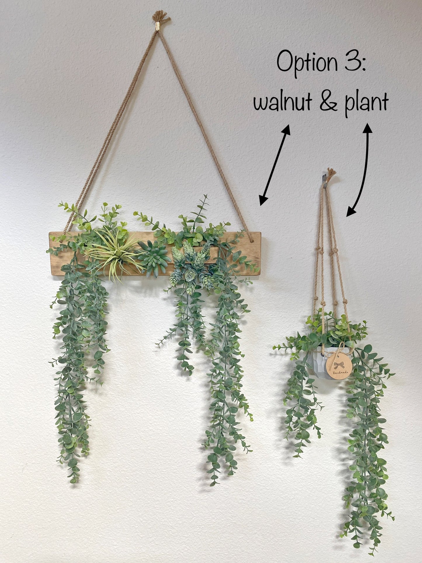 Artificial Wall Art - Hanging Eucalyptus & Succulent Triangle