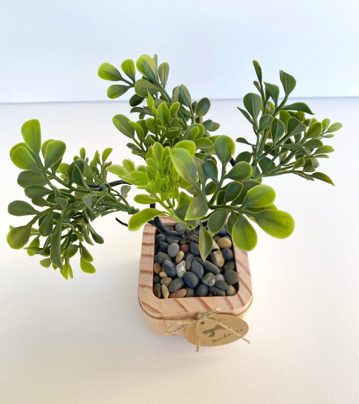 Artificial Bonsai Tree in Handmade Wood Pot - small or large